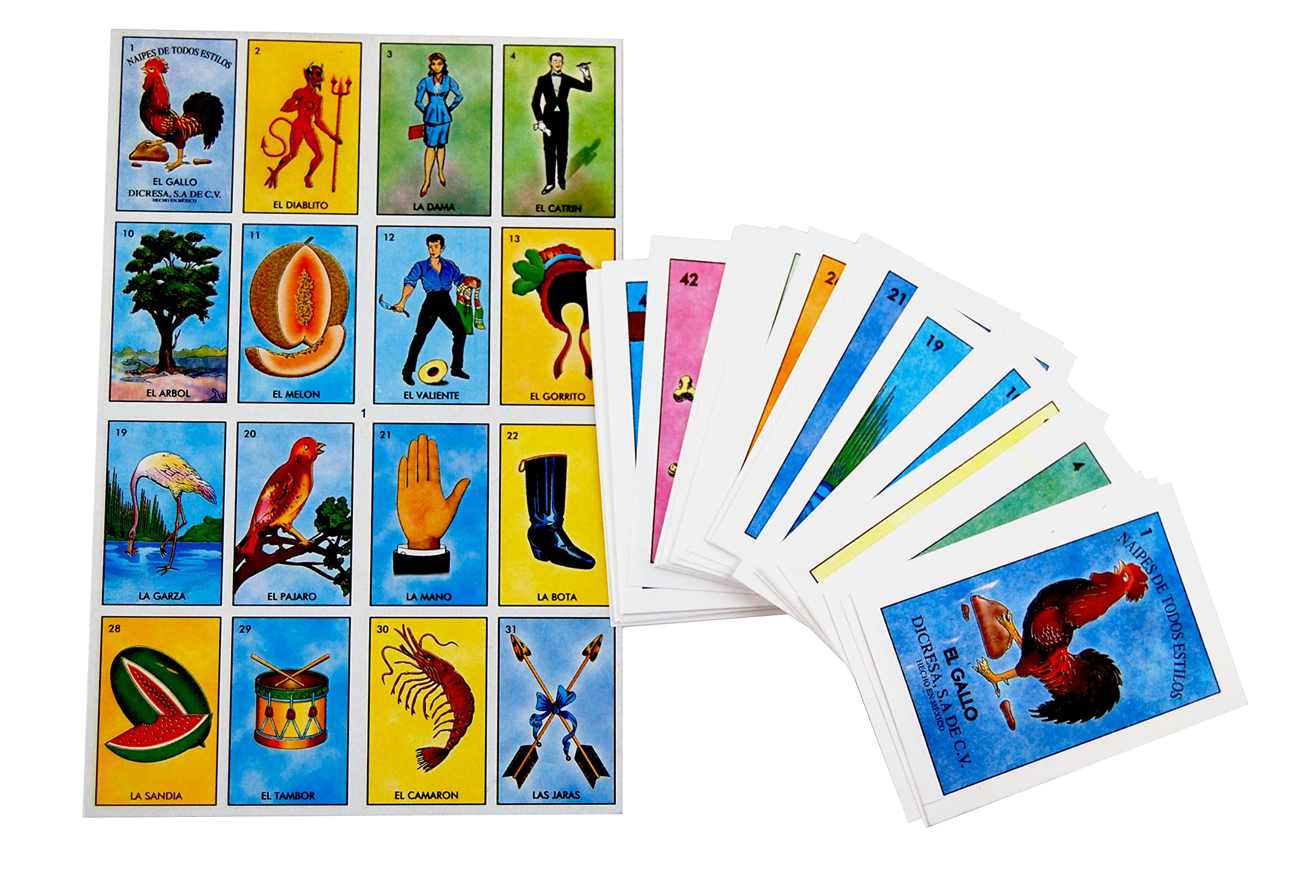 Loteria Game Set/Mexican Traditional Loteria Board Game, Mexican Bingo Card Game, Colourful Educational Cards
