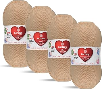 Kartopu Love & Care,Anti-Pilling Baby Knitting Yarn,4Balls Each SkeinBall 3.53 Oz 100g,Seasonal Knitting Yarn Dark Salmon 356