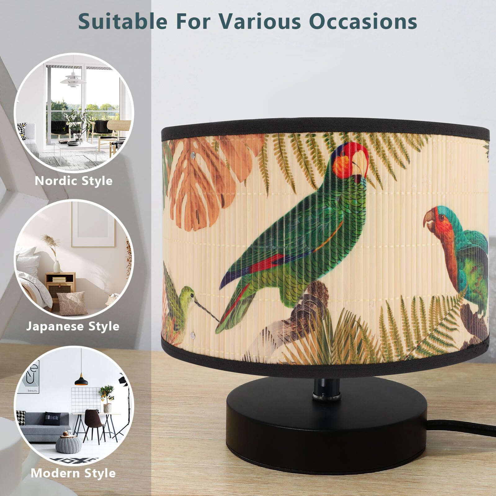 KOMBIUDA Paralume in Bambù Retrò, Copertura per Lampada Sospensione E27, Stile Elegante per Decorazioni Casa e Soggiorno in Bambù