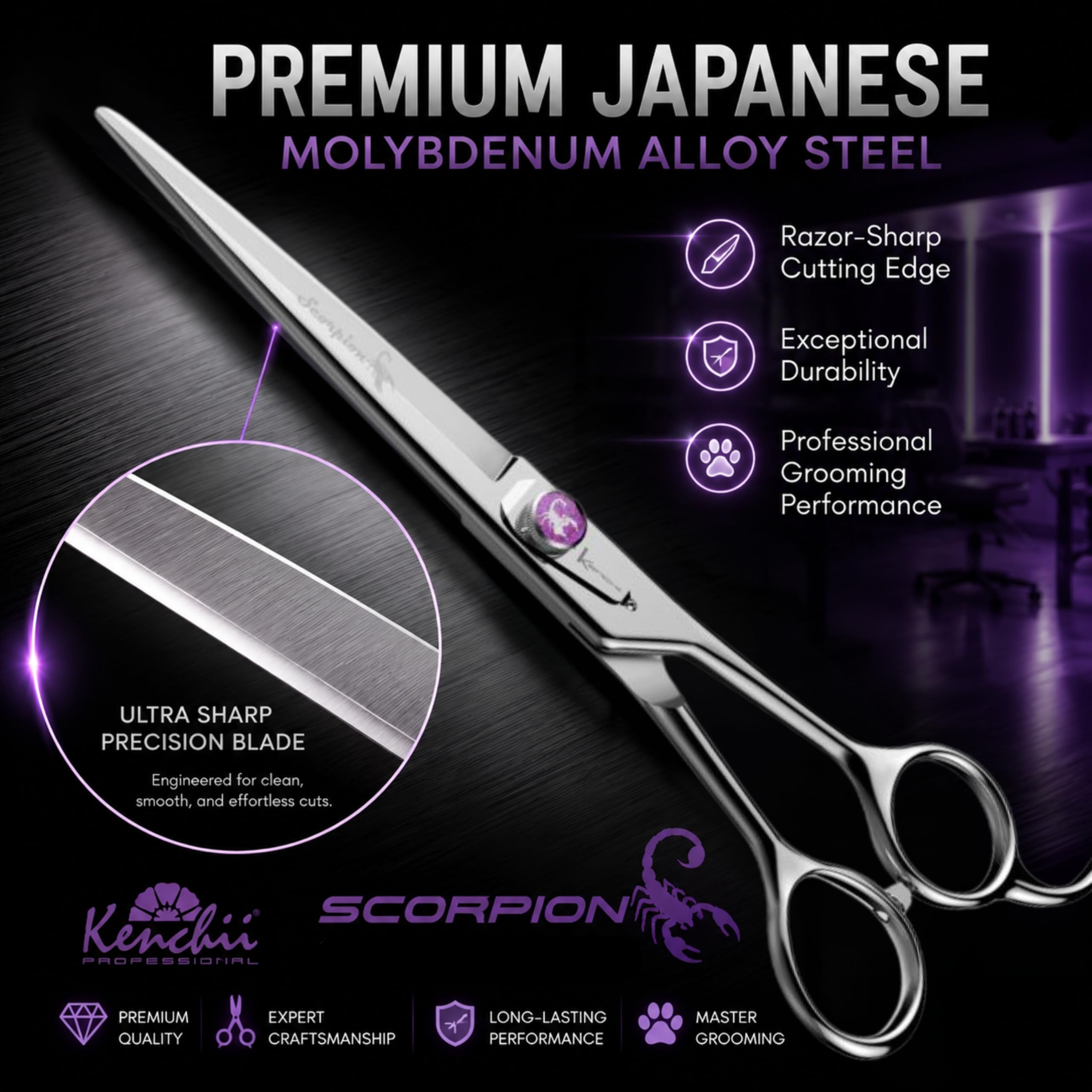 【Ｋｅｎｃｈｉｉ】ストレートシザー７インチ Amazon.com: Kenchii Scorpion Dog Grooming Scissors, 7 Inch
