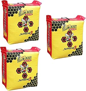 Morrell Yellow Jacket Supreme 3 28 Pound Adult Field Point Archery Bag Target with 2 Shooting Sides, 10 Bullseyes, and IFS Technology, Yellow (3 Pack)