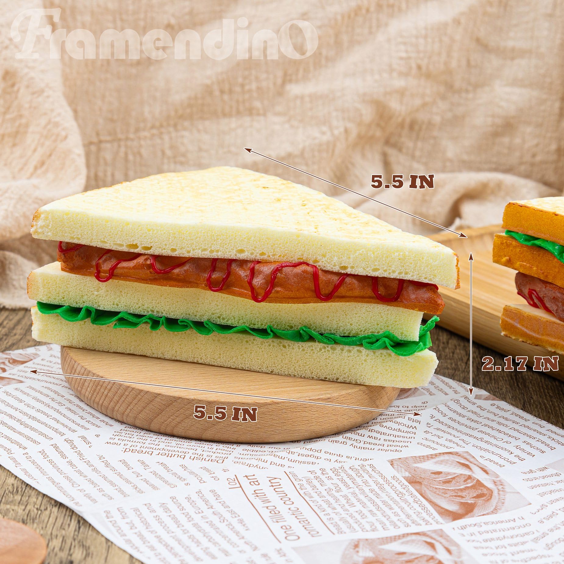 Sandwich Factice Réaliste - Lot De 2 Modèles Décoratifs En PU Pour Vitrine, Cuisine, Photo Et Décoration Intérieure