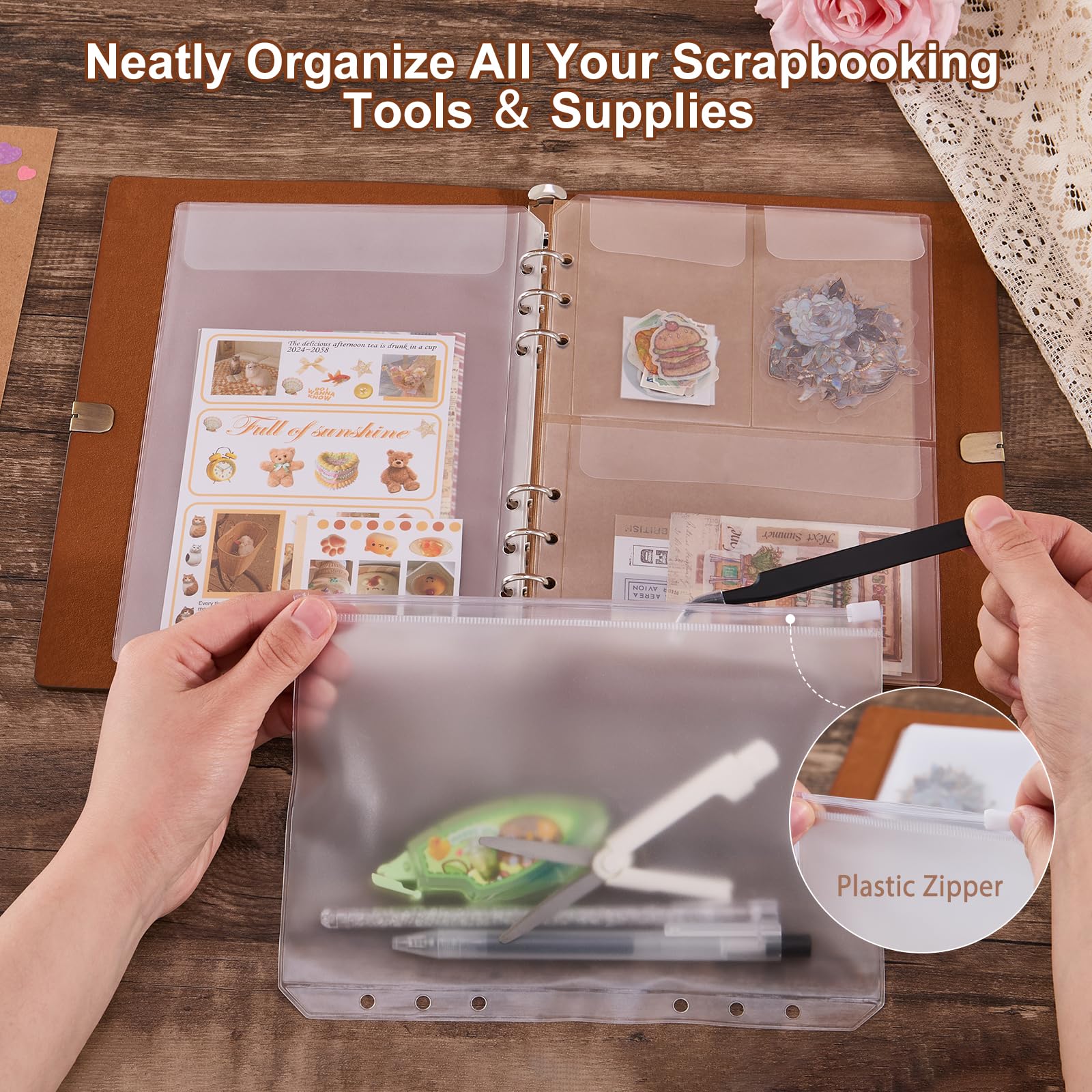 Skórzany organizer do scrapbookingu, 6-pierścieniowy, do przechowywania naklejek i narzędzi rzemieślniczych, zestaw przyborów do dziennika, pudełko prezentowe dla pary, miłośników