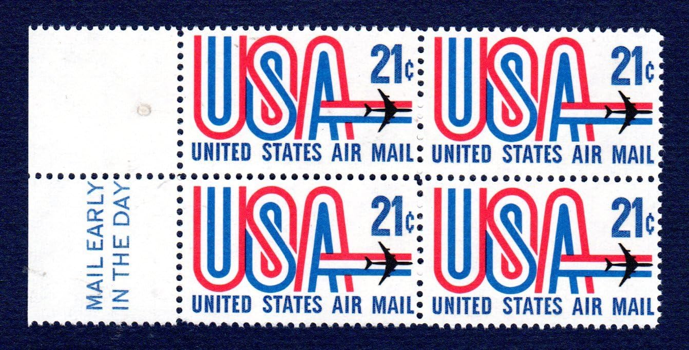 Postage Stamps United States. Block of Four 21 Cents Red