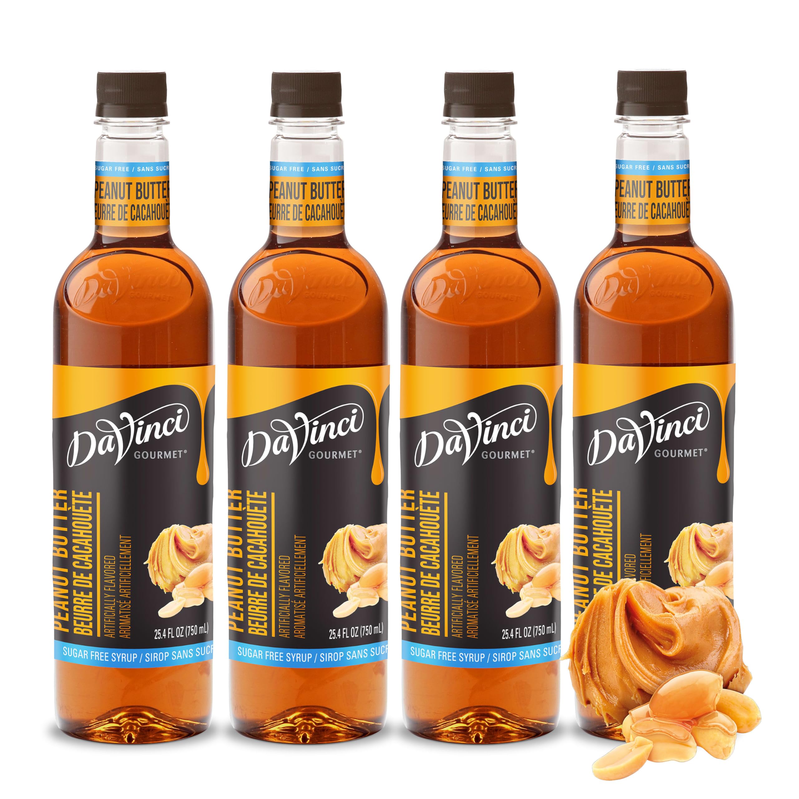 DaVinci Gourmet Sugar-Free Peanut Butter Syrup, 25.4 Fluid Ounces (Pack of 4)
