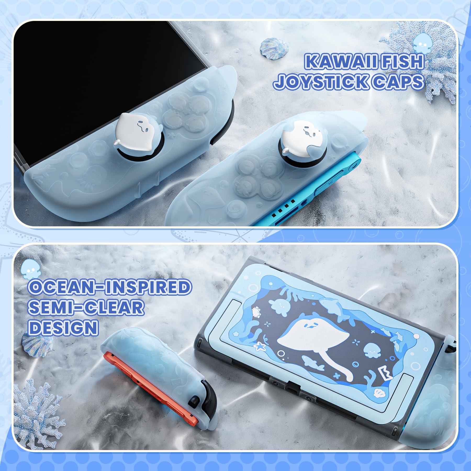 playvital Coque de Protection pour Nintendo Switch 2,Coque Rigide Dockable avec Grips en Silicone pour Switch 2 Joycon & Capuchons Joystick & Autocollant,Étui Housse Antichoc-Bleu Menthe