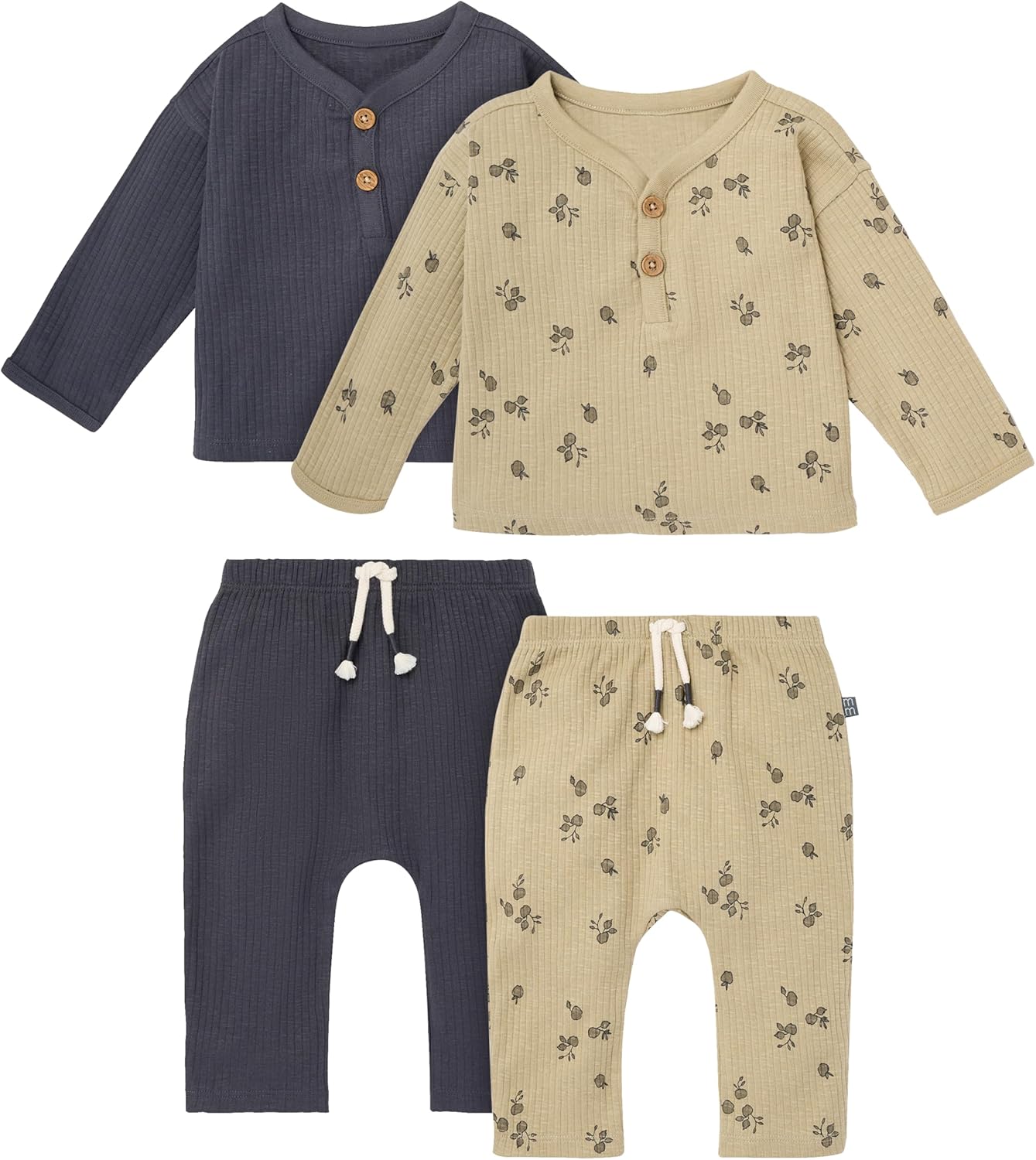 Modern Moments by Gerber Unisex Baby 4-pack Henley Top and Pants Set
