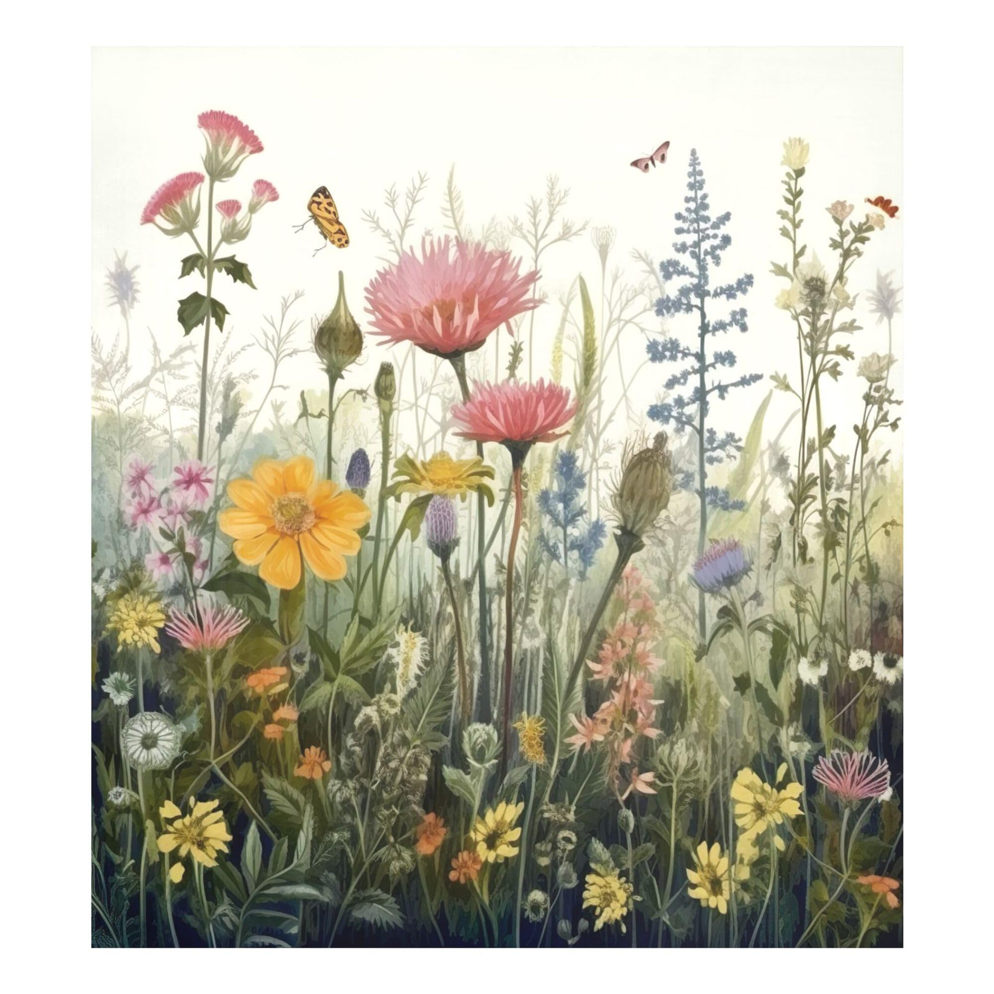 Magnet lave-vaisselle anti-rayures décoratif motif fleurs sauvages 58x66cm