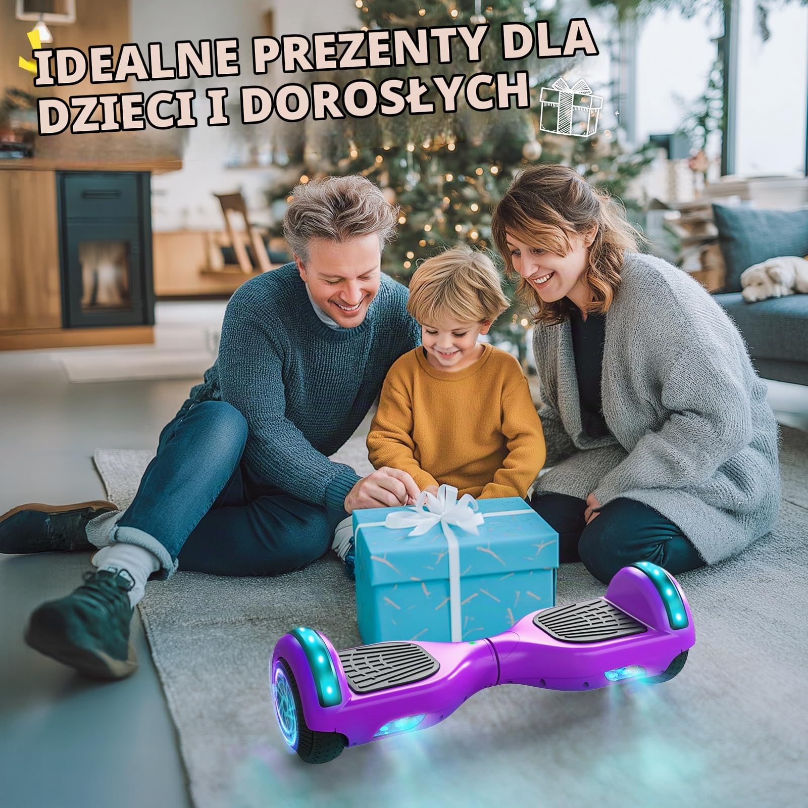 SISIGAD Hoverboard for Kids Ages 6-12, with Built-in Bluetooth Speaker and 6,5" Colorful Lights Wheels, Safety Certified Self Balancing Scooter Gift for Kids