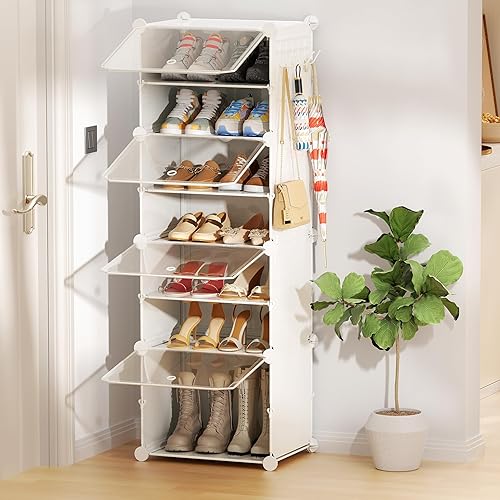 Miniatura 7 de Zapatero organizador de 8 niveles para armario, zapatero con estantes de puerta para zapatos, para armario, entrada, pasillo, dormitorio
