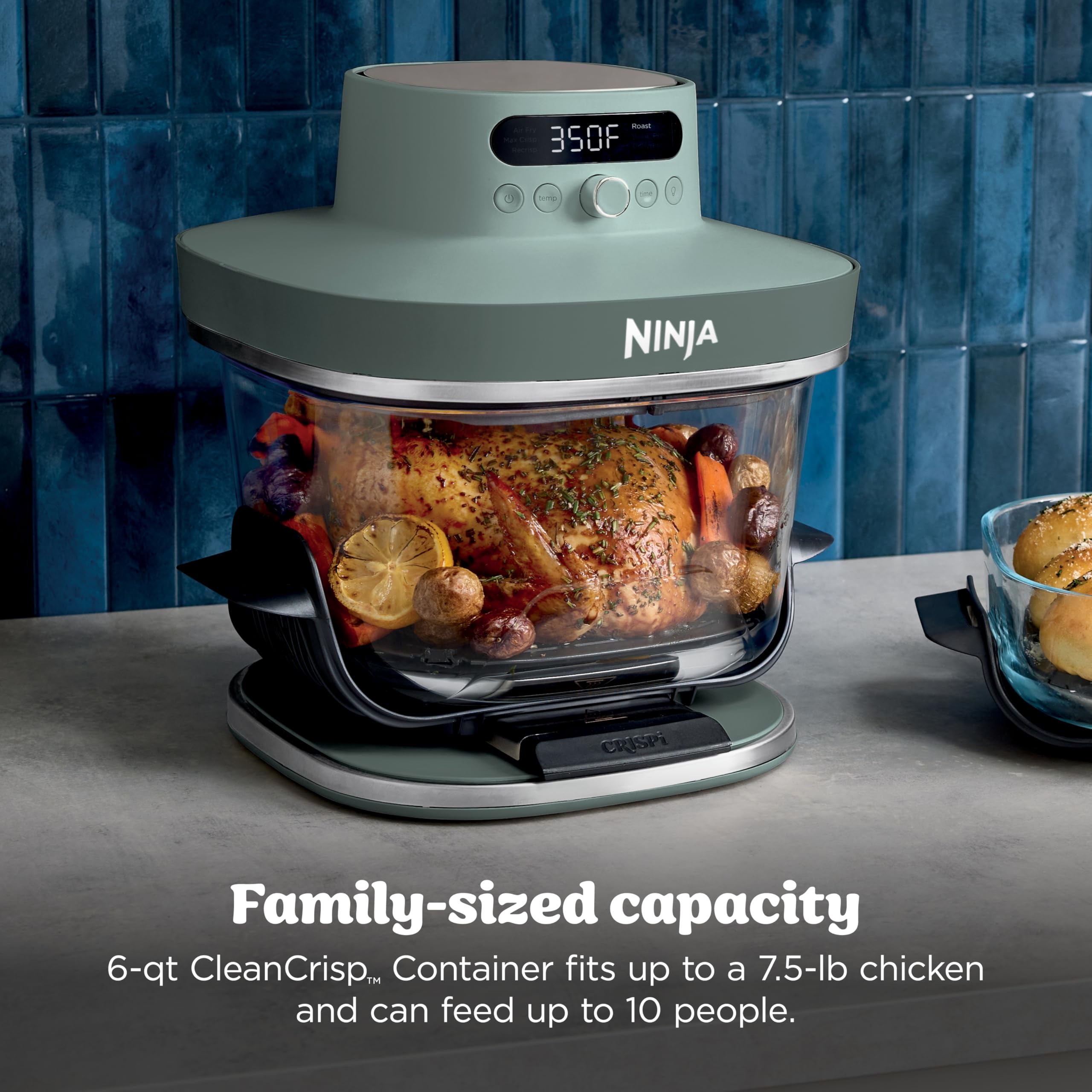 Ninja Crispi Pro 6-in-1 Glass Air Fryer | 6qt & 2.5qt Glass Containers with Storage Lids | Non-Toxic | Meal Prep, Microwave, Freezer & Dishwasher Safe | Air Fry, Bake & More | Ash Grey | AS101DG