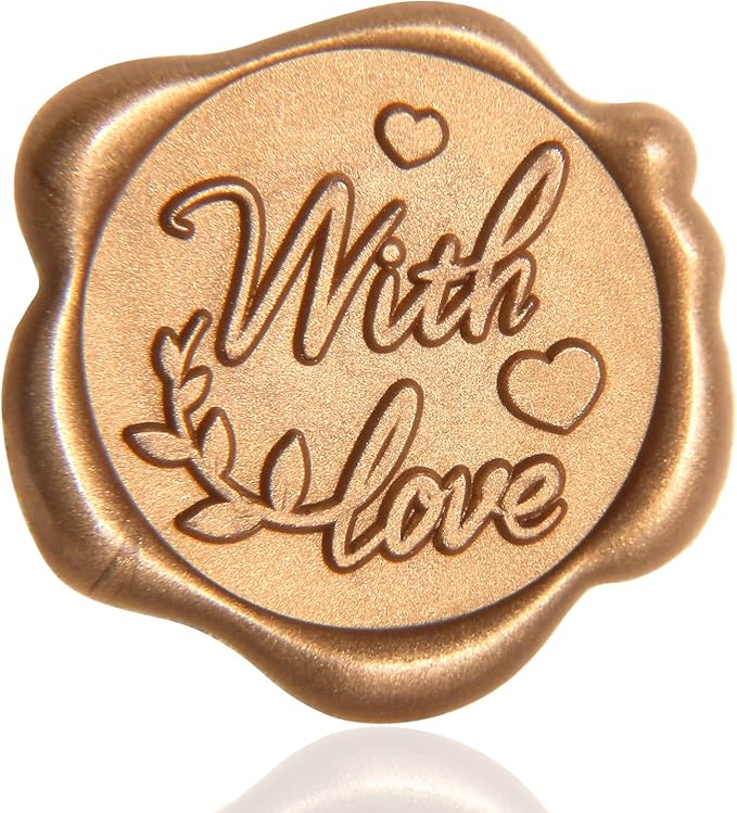 50 Pcs Gold Wax Seal Stickers, with Love Heart Stickers for