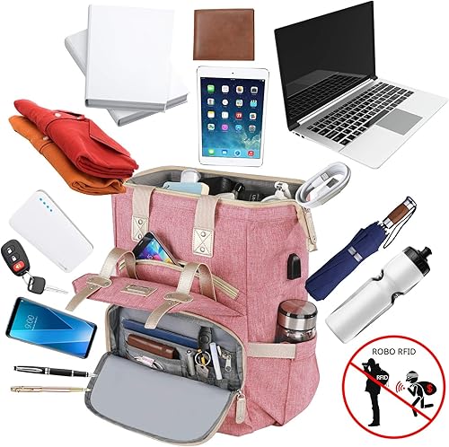 Miniatura 2 de Mochila para laptop para mujer mochila de trabajo antirrobo RFID para laptop de 156 pulgadas gran puerto de carga USB resistente al agua mochila de