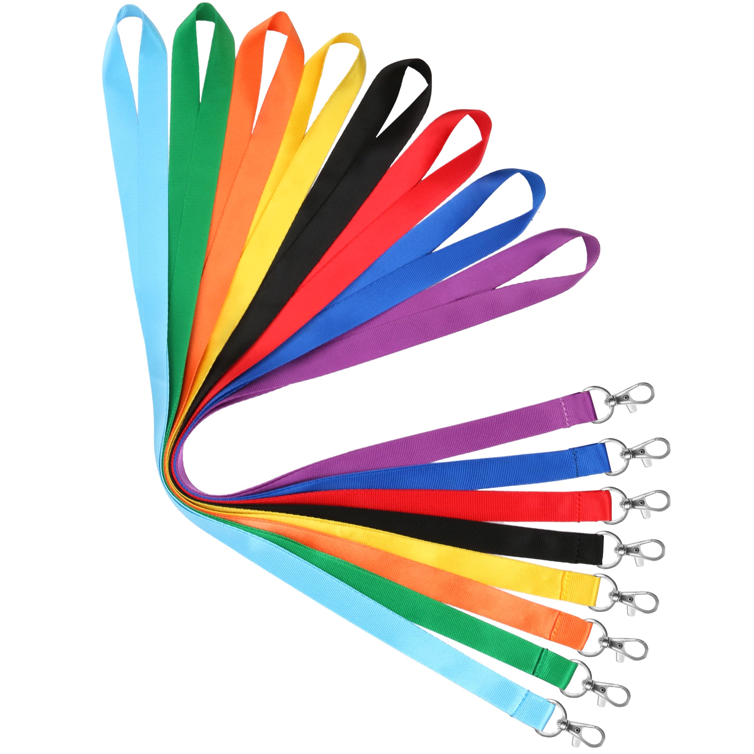 [YOUOWO] ネックストラップ 首掛けストラップ リングストラップ 吊下げひも 携帯ストラップ スマホ 名札・ホルダー用 平紐 ナイロン製 お財布 キー 用 アソート 8個入り (青、紫、赤、黄色、オレンジ、黒、緑、 空色)