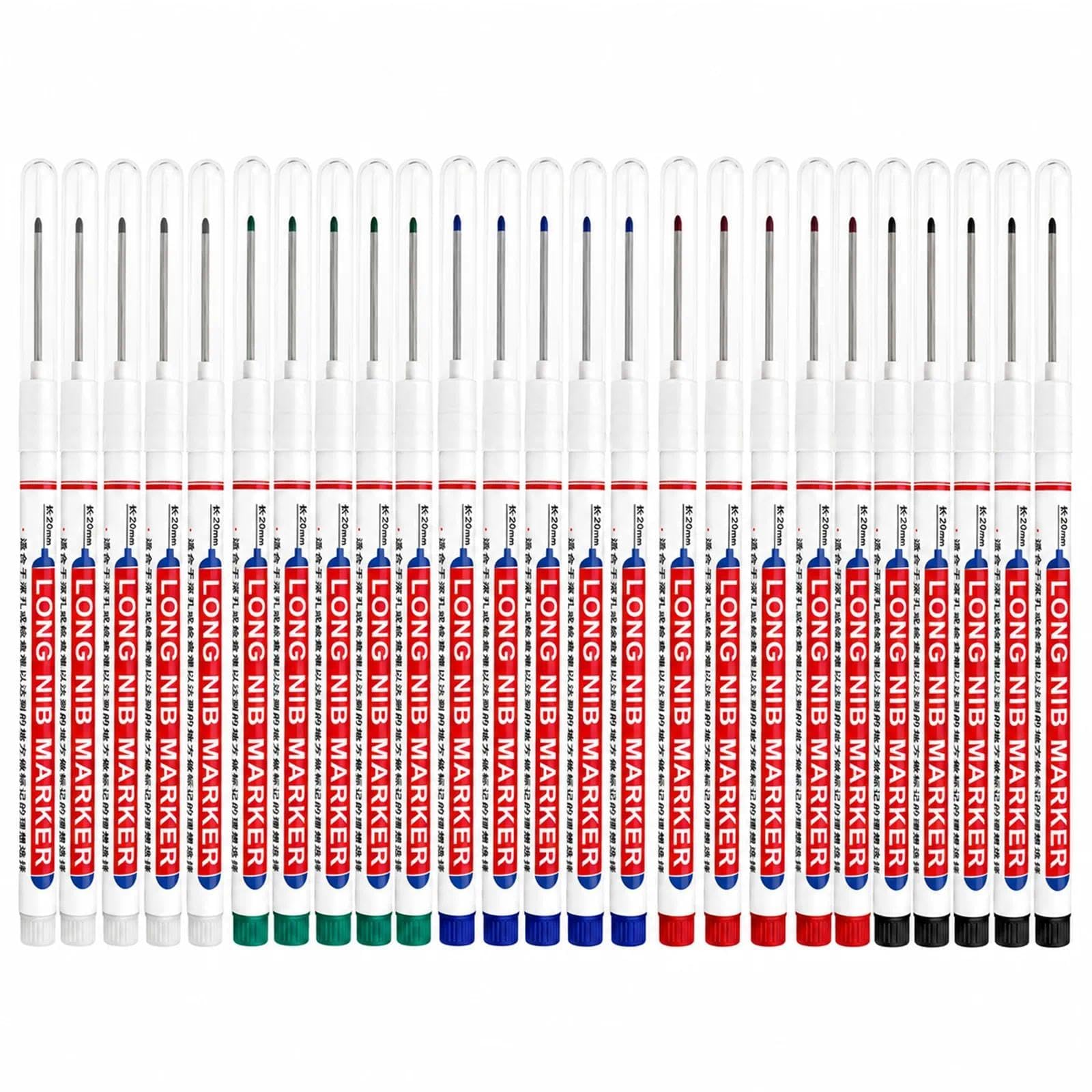 25PCS Long Nib Marker Pen, Deep Hole Marker, and Deep Hole Pencil Drafting on Wood, Metal, Plumbing (Assorted Colors)