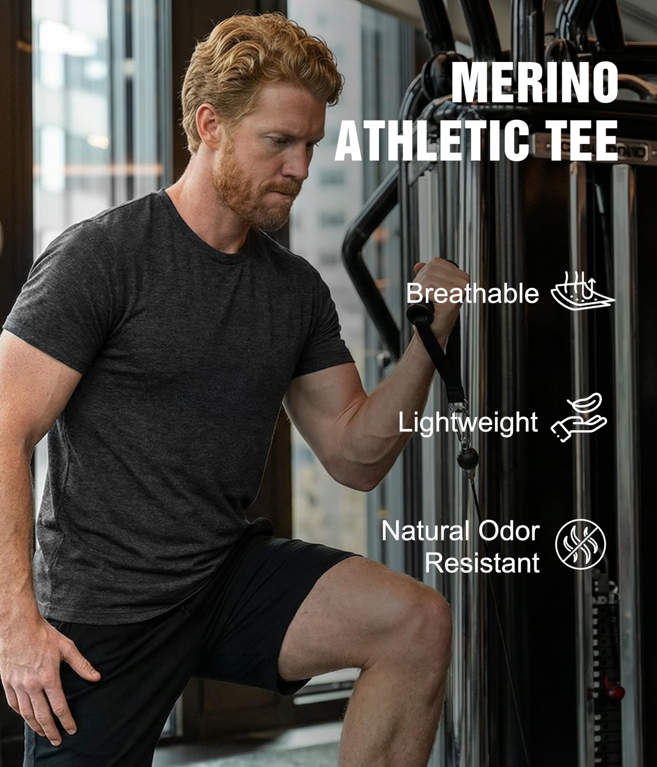 2er Pack Merino Shirt Herren Kurzarm,100% Merinowolle Unterwäsche, Atmungsaktiv Leicht Unterhemd Herren,Weich Thermooberteile für Wanderungen (Dunkelgrau,L)