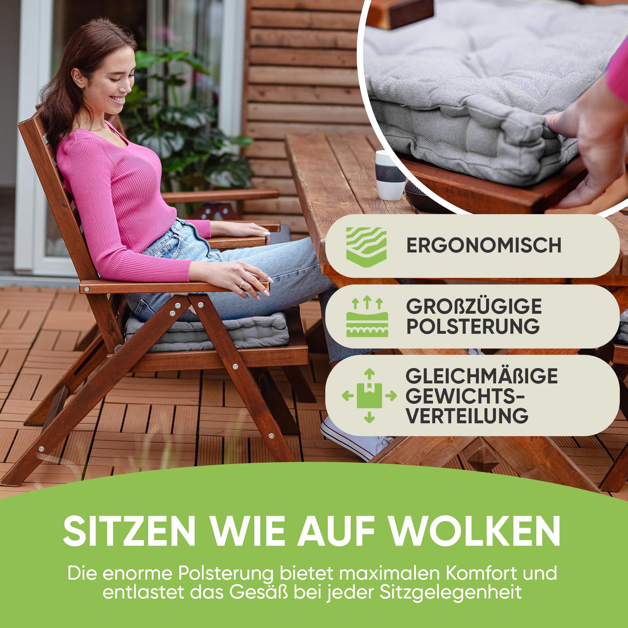Lot De 4 Coussins De Chaise 40x40cm NatureMark - Anthracite - Intérieur/Extérieur