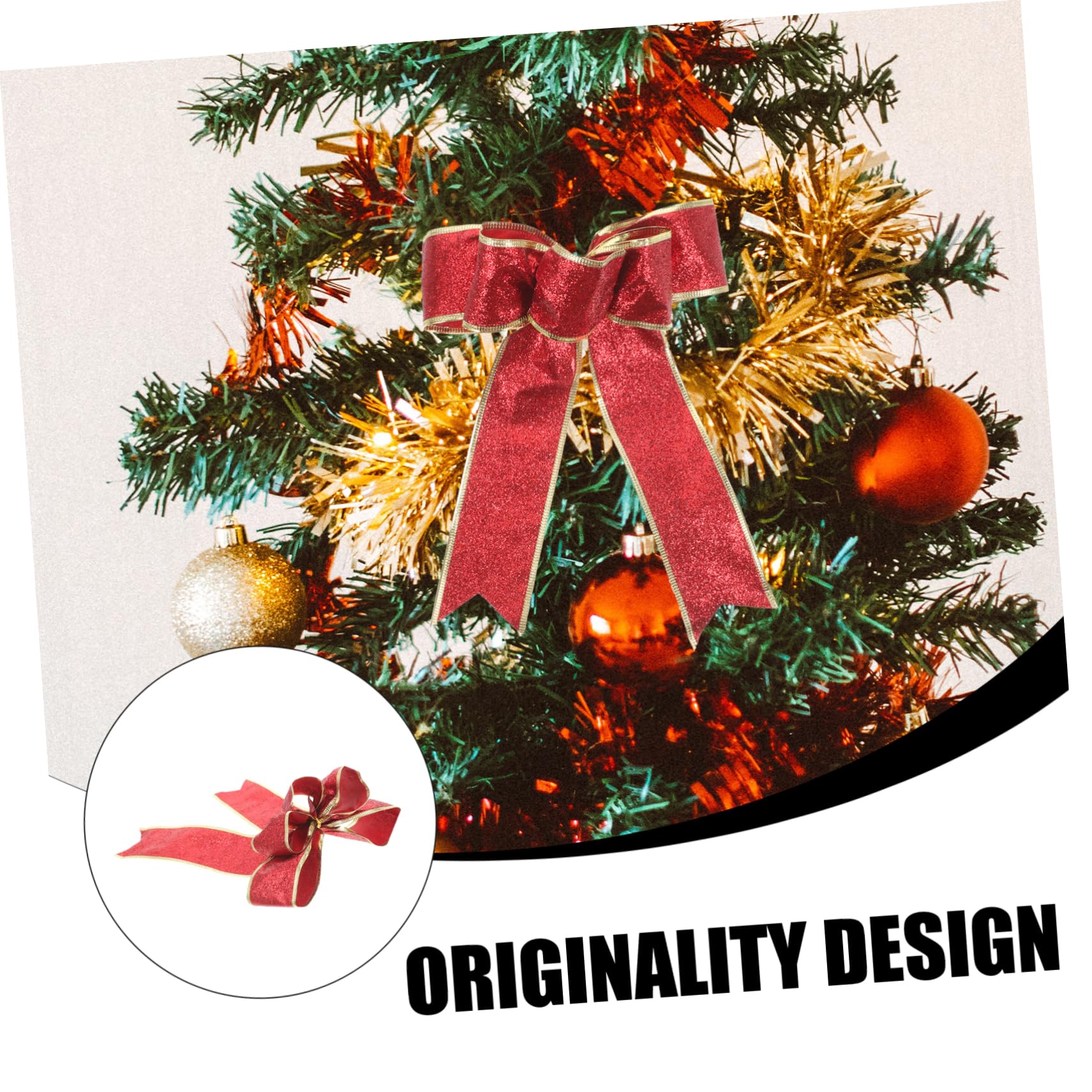 KOMBIUDA 25pezzi Fiocco Decorativo di Stoffa Natalizio da Bows Glitterati per Decorazioni di Alberi di Natale e Regali Rosso per Atmosfere Festive e Arredamento Natalizio