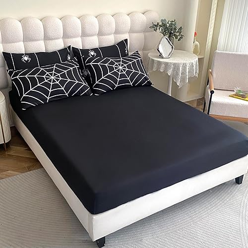 Miniatura 5 de FAIRY KAARI Juego de edredón con estampado de telaraña para niños, tamaño individual, 7 piezas, diseño de araña roja, para adolescentes y niños (1