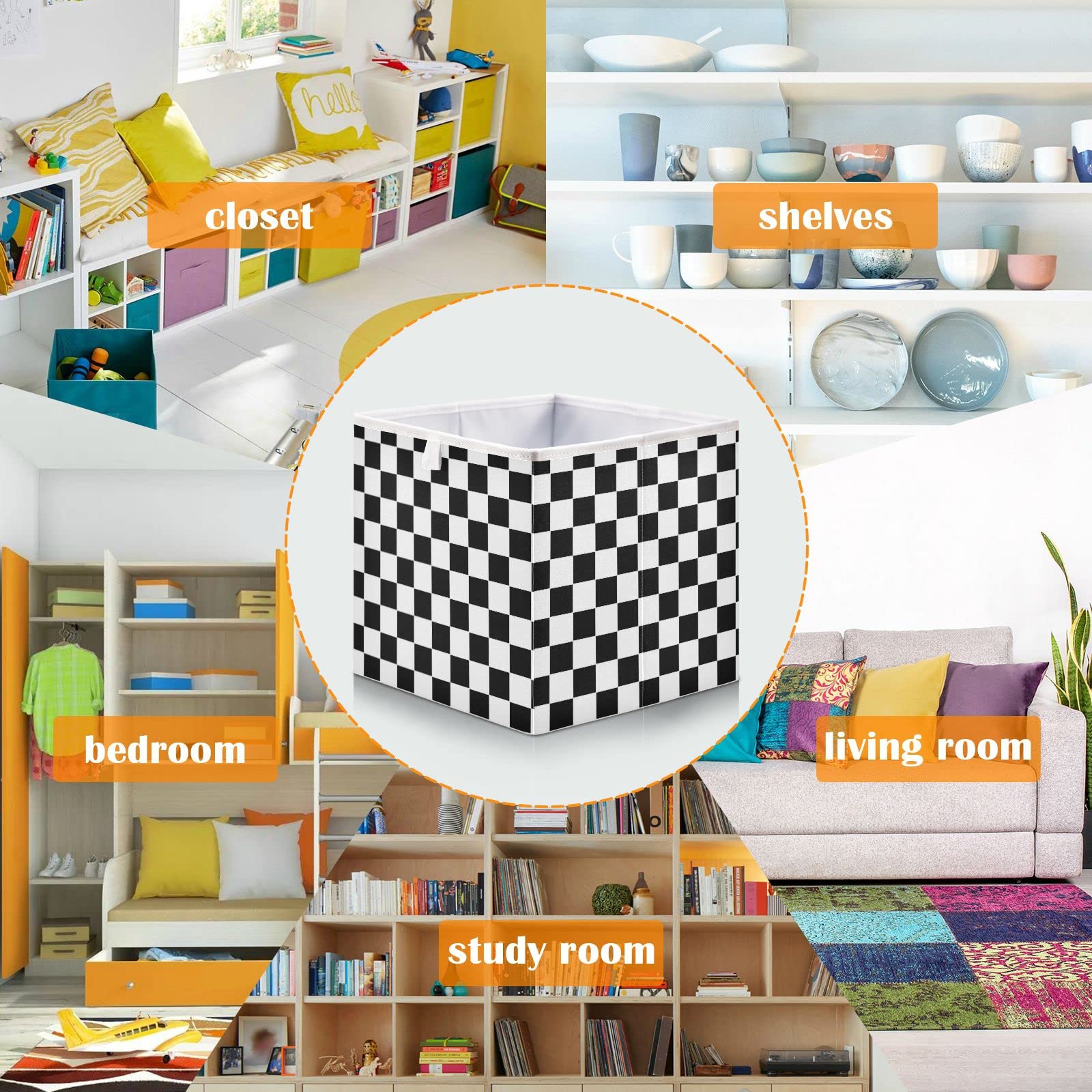 Amazon.com: CaTaKu Checkered Racing Flag Cubes Storage Bins 11