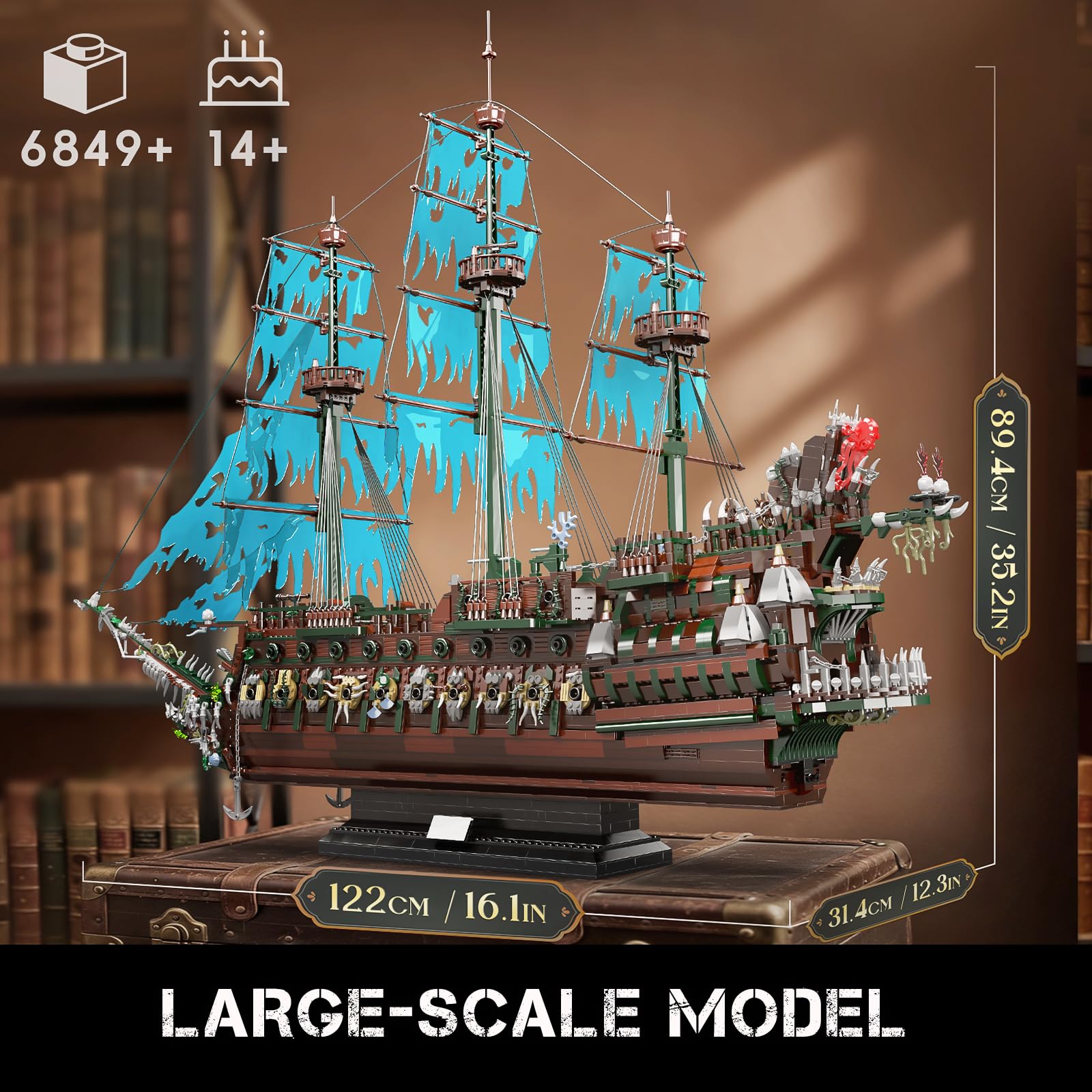 Mould King 13218 Piratenschiff Bausteine, MOC Fliegenden Holländers groß Segelschiff Spielzeug Modell für Erwachsene (6849 Stück)