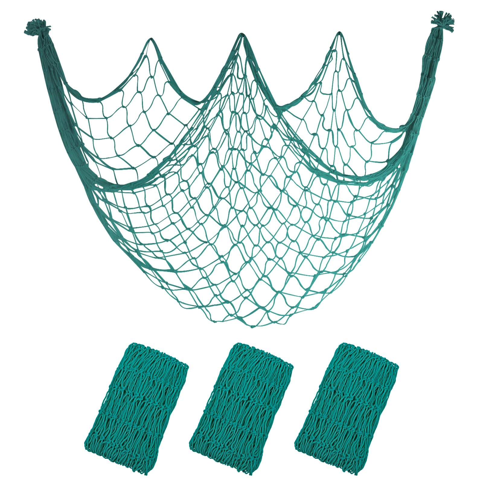 10x5 Ft Fish Net Decorations for Party,3 Pcs Aqua Fishing Net Mermaid Decor