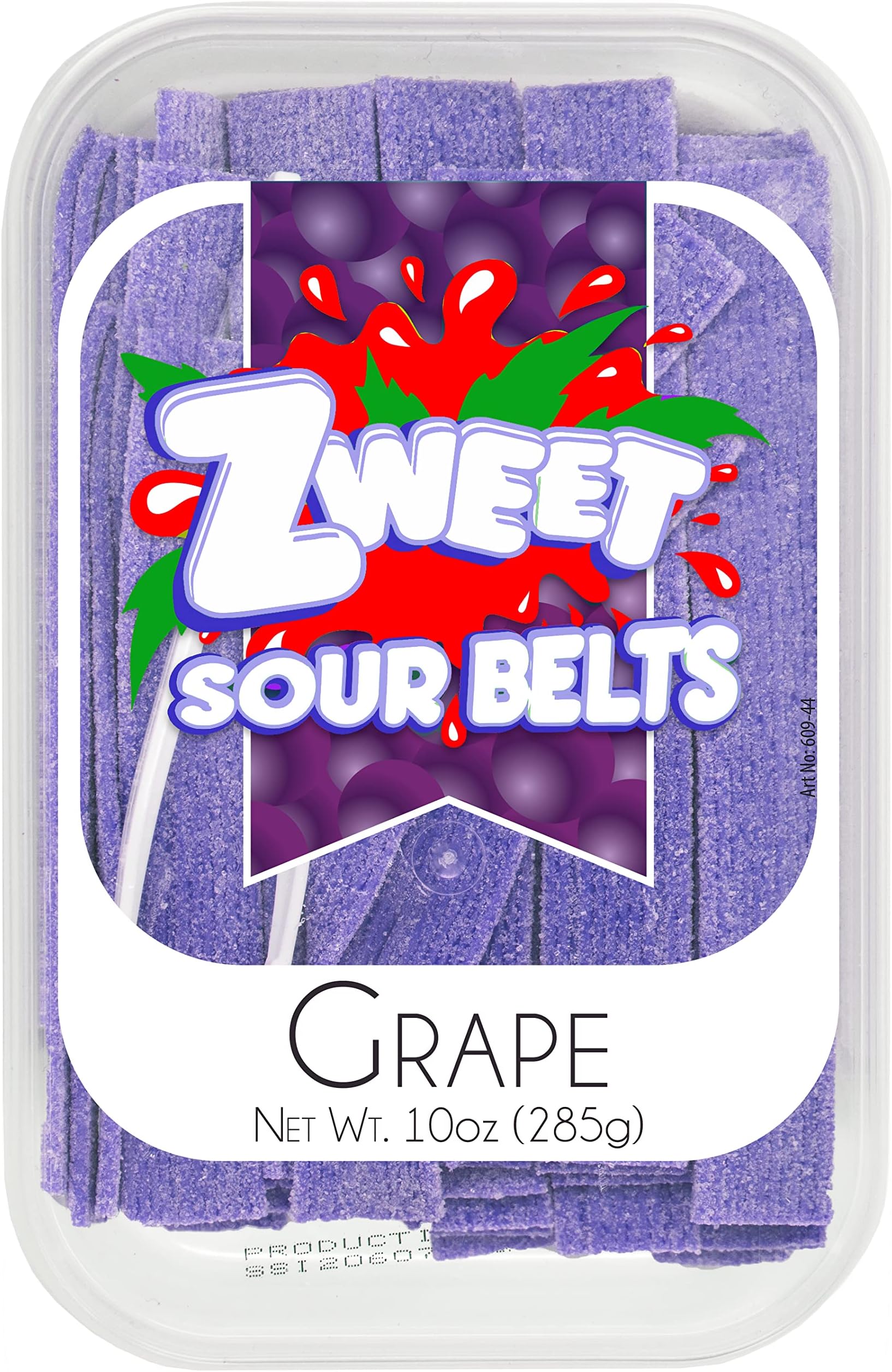 Sour Grape Candy Belts 10 Ounce – Sour Kosher Candy, Halal Candy Belts – Resealable Pack of Sour Licorice Belts (10 Ounce)