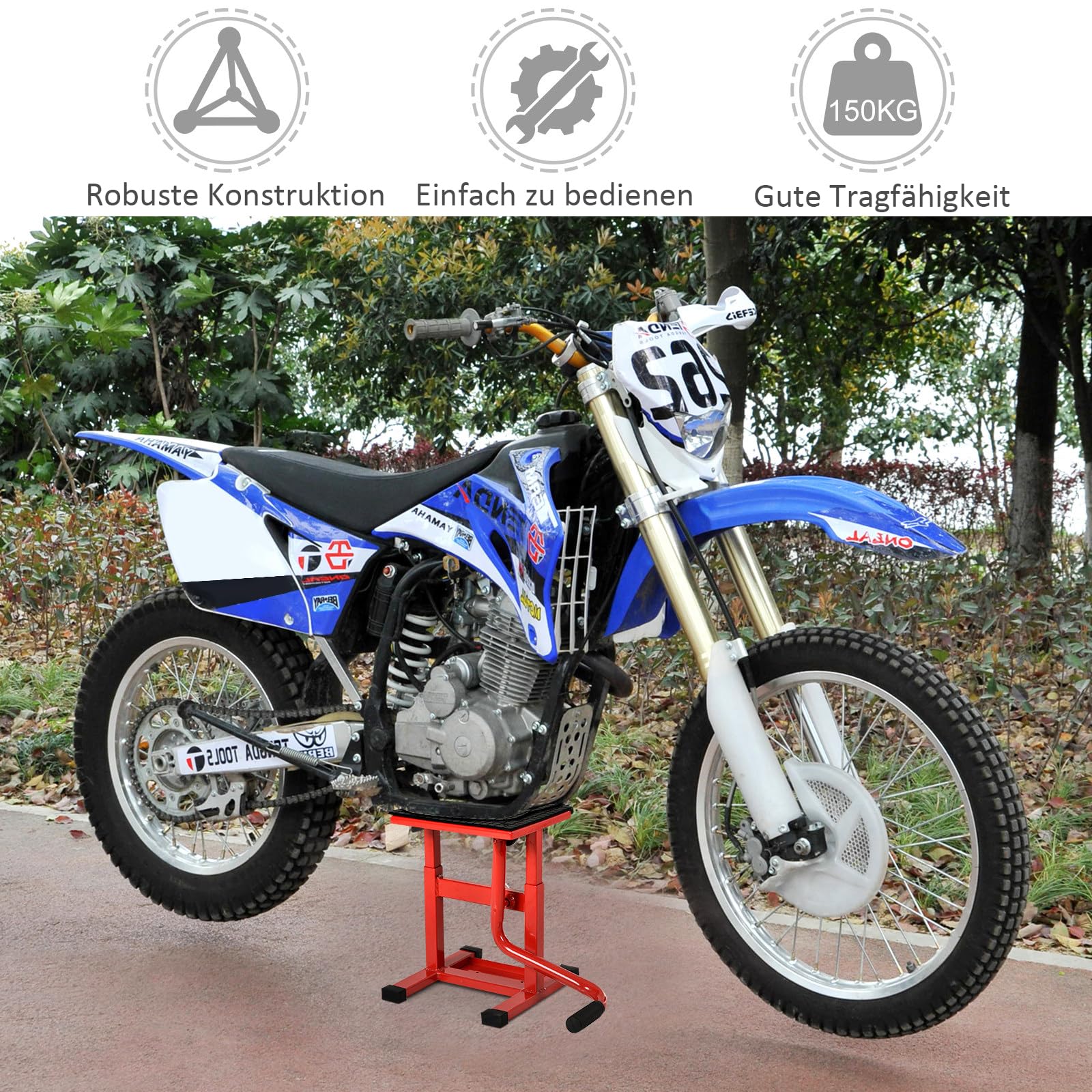DURHAND Motorradheber 150 kg Belastbar Motorradhebebühne 275/395 mm Höhenverstellbar Montagebock Fahrradreparatur-Scherenheber in Garage & Außenbereichen