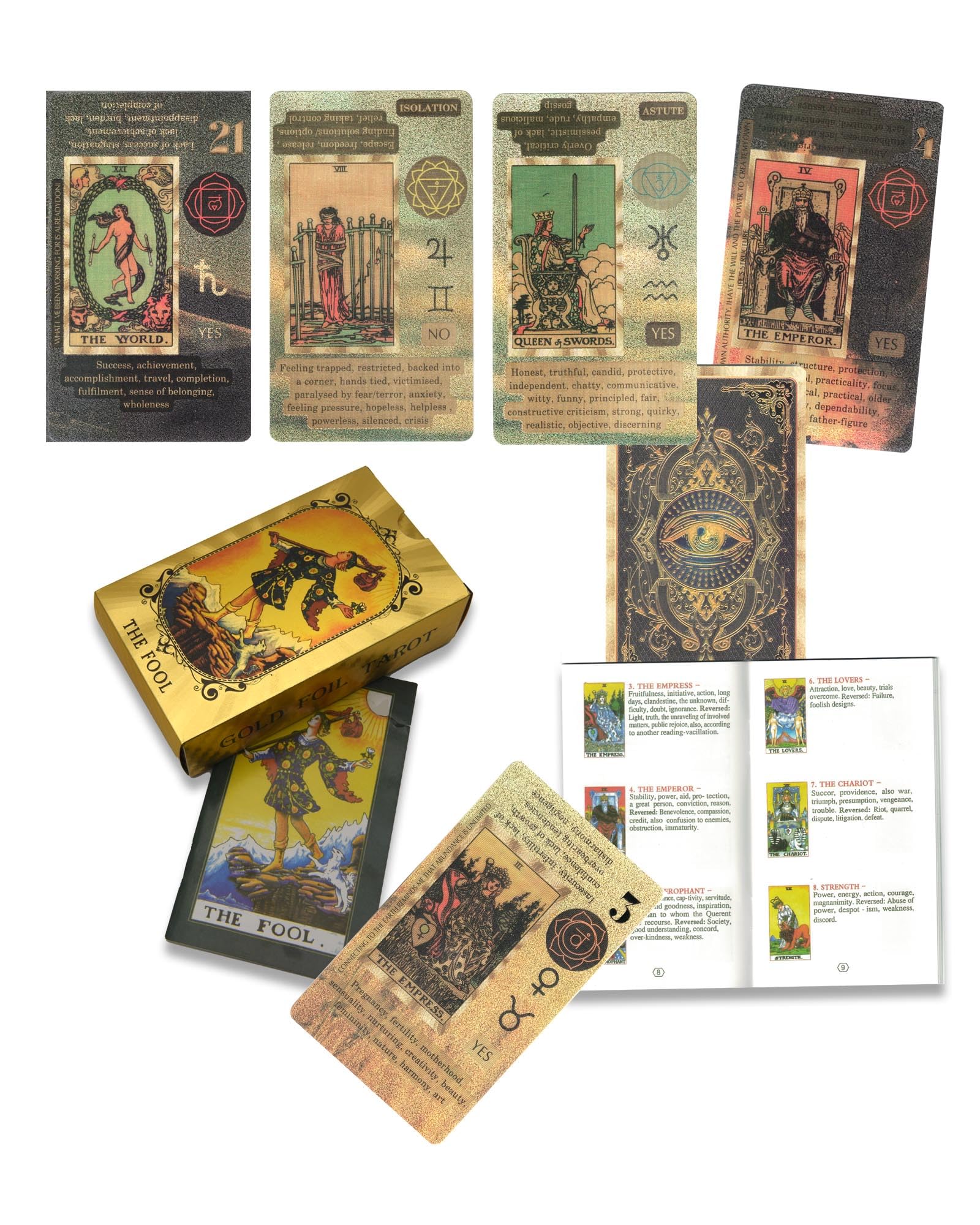 78피스 골드 호일 타로 덱 골드 카드 36페이지 가이드북 PVC 방수 및 주름 방지 라이더 웨이트 타로 덱 골드 호일 타로 카드  초보자용 덱 방수 및 내구성-Freehip.co.kr