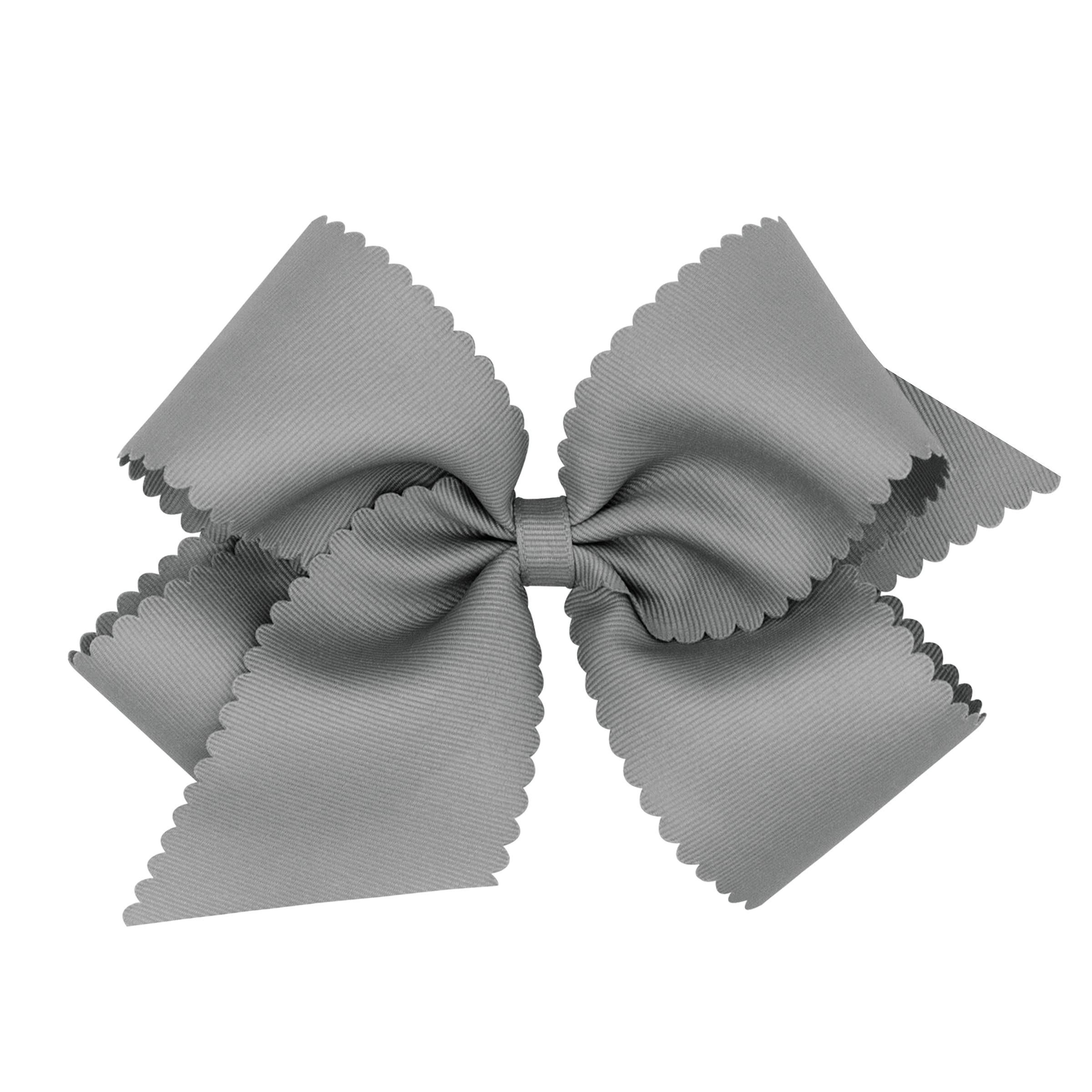 Wee Ones Girl's Grosgrain Bow with Scalloped Edge on a WeeStay No-Slip Hair Clip, King, Gray