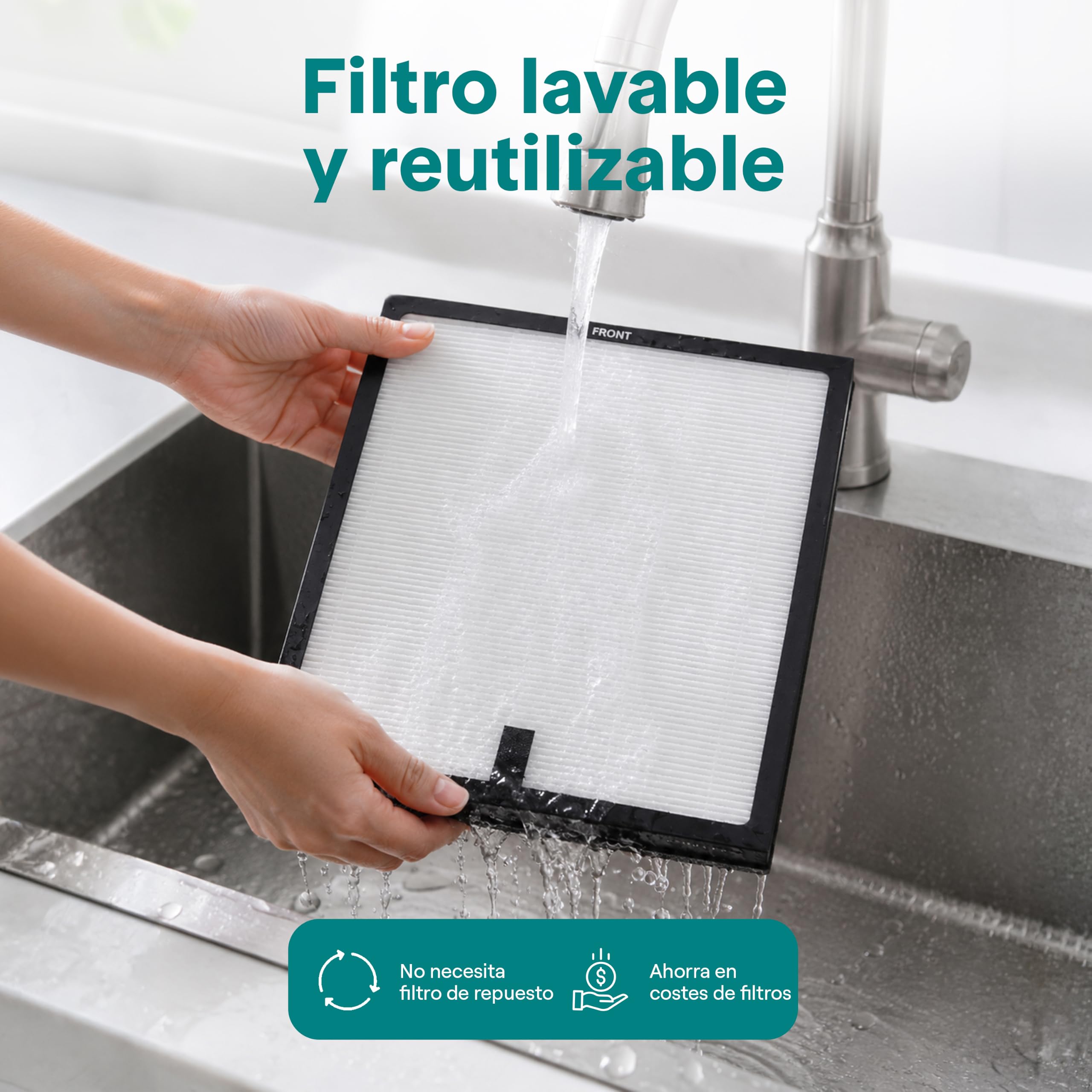 SereneLife purificador de aire HEPA para el hogar, Control Inteligente por WiFi y app, Ultra silencioso, Elimina polvo, Pelo de mascotas y olores, Cubre hasta 100 m²