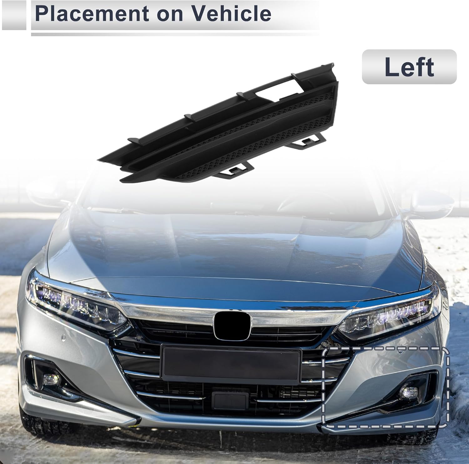 Front Left Fog Light Grill for Lincoln MKC 2015-2018 Front Lower Bumper Fog Light Cover Inserts No.EJ7Z17E811AA ABS 1 Pc