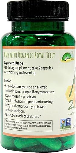 Miniatura 3 de Greenbow Royal Jelly Equivalencia de 2000 mg – Sin OMG fabricado con jalea real orgánica – Una de las más nutritivas empaquetadas – (60 cápsulas