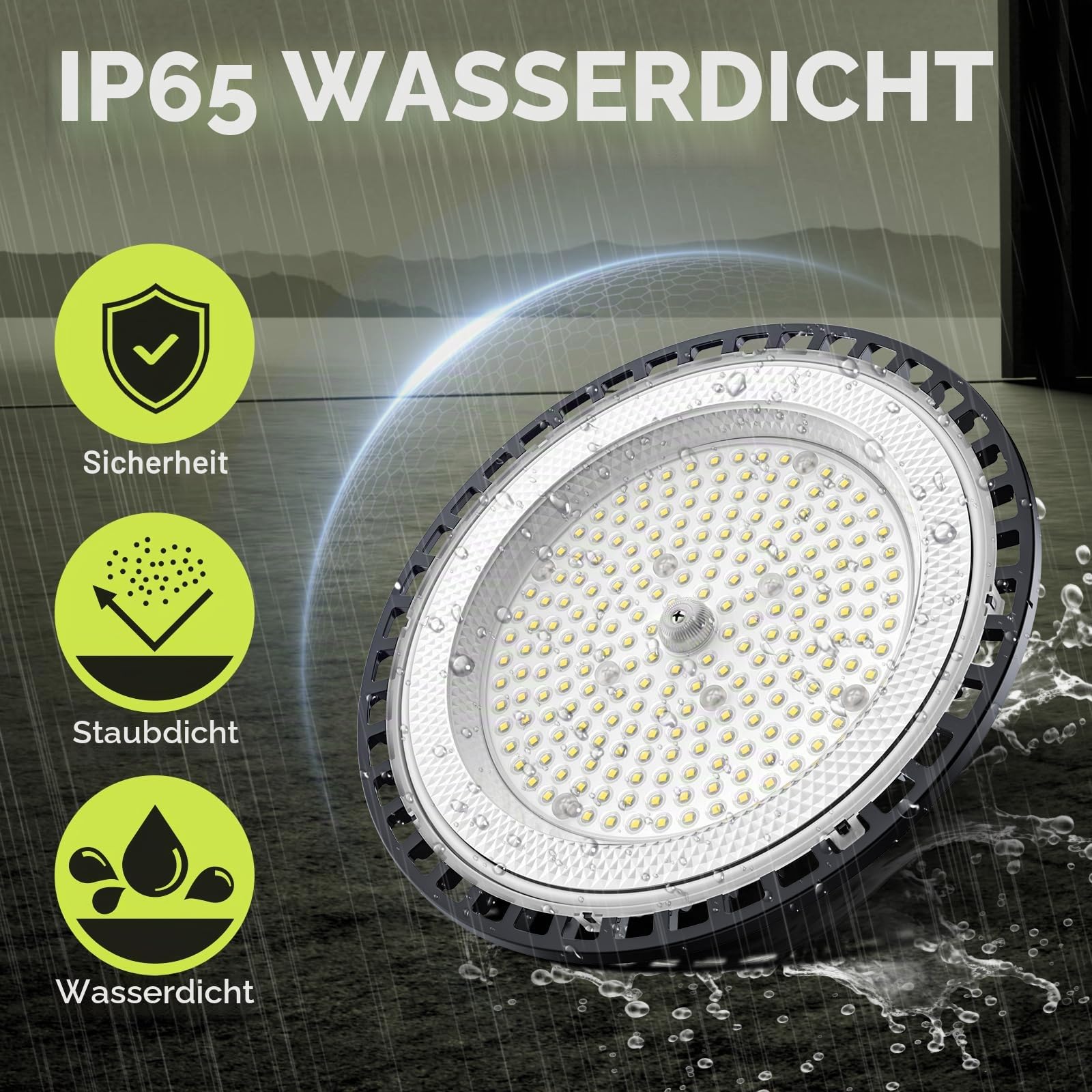 6 Pack 100W UFO LED Werkstatt Deckenleuchte, Werkstattlampe LED 15000LM, 6000K Kaltweiß Garagenlampe Led, IP65 Wasserdichte Lampe Werkstatt für Fabriken, Lagerhaus, Garage, Beleuchtung
