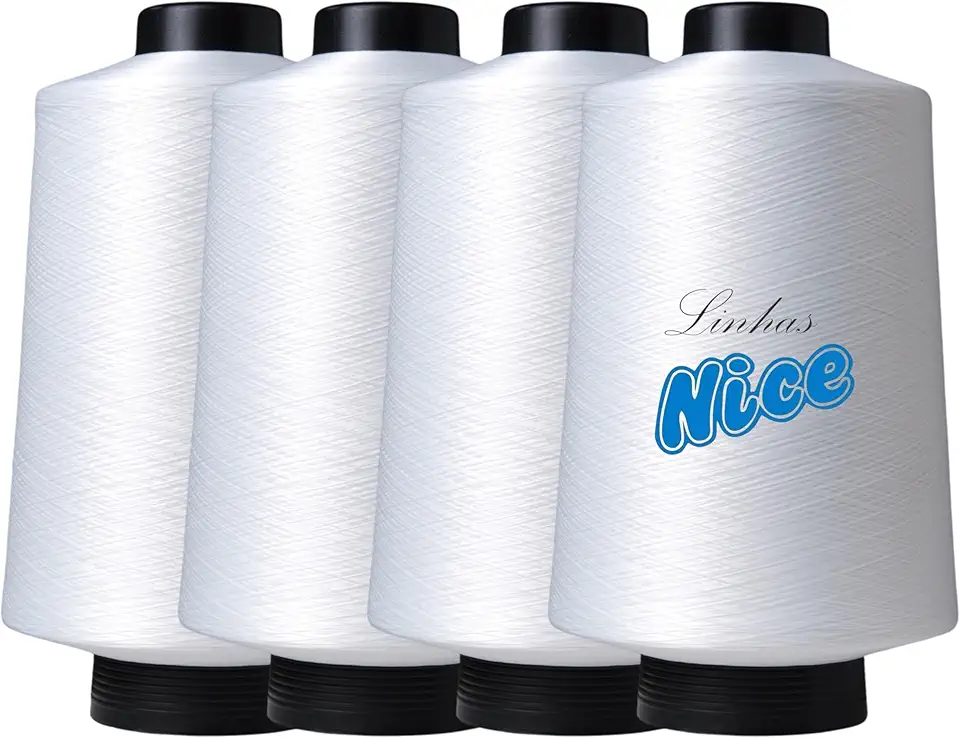 Kit 4 Fio 500G Cada - Preto, Branco - Para Costura Em Maquina Overloque (BRANCO)