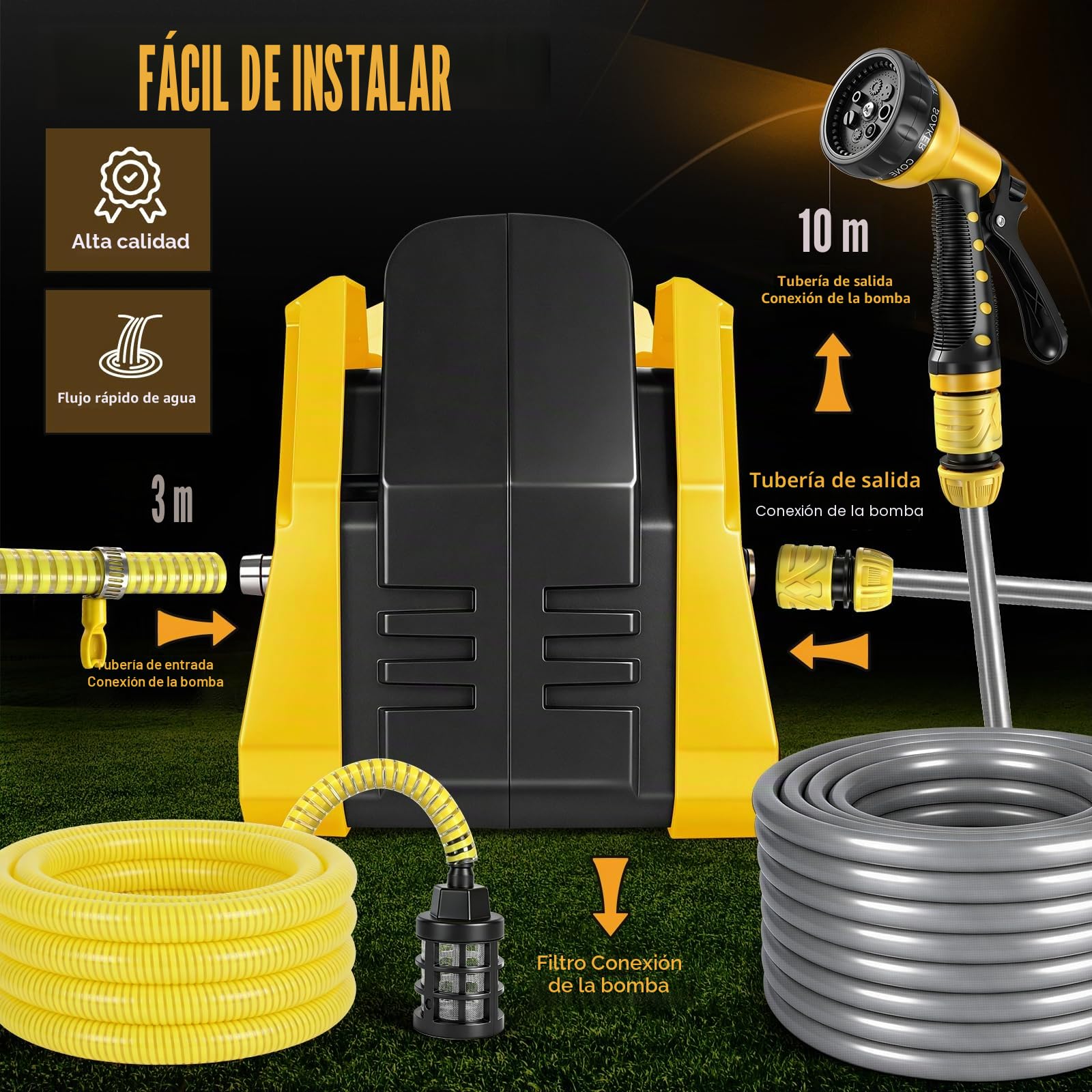 Bomba de agua compatible con batería DeWalt de 20 V, bomba eléctrica autocebante portátil inalámbrica para casa, piscina, caravana, jardín, jacuzzi, acuario (sin batería)