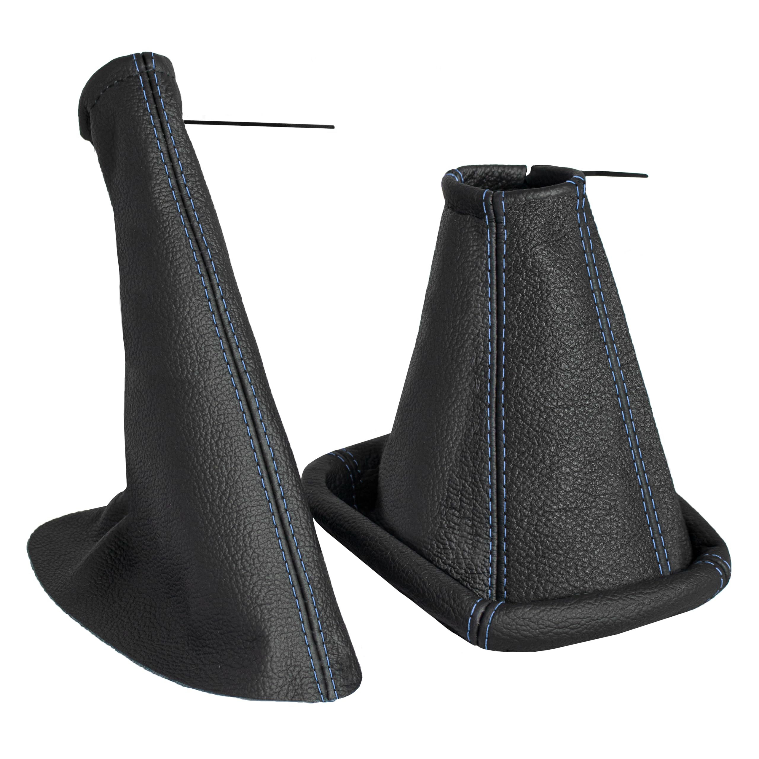 Funda palanca de cambios y Freno de mano - para Opel Corsa B y Tigra A 1993-2000 - negro azul - de cuero auténtico - de marchas manual - para transmisión manual - fuelle palanca de cambios - (A0003-8)