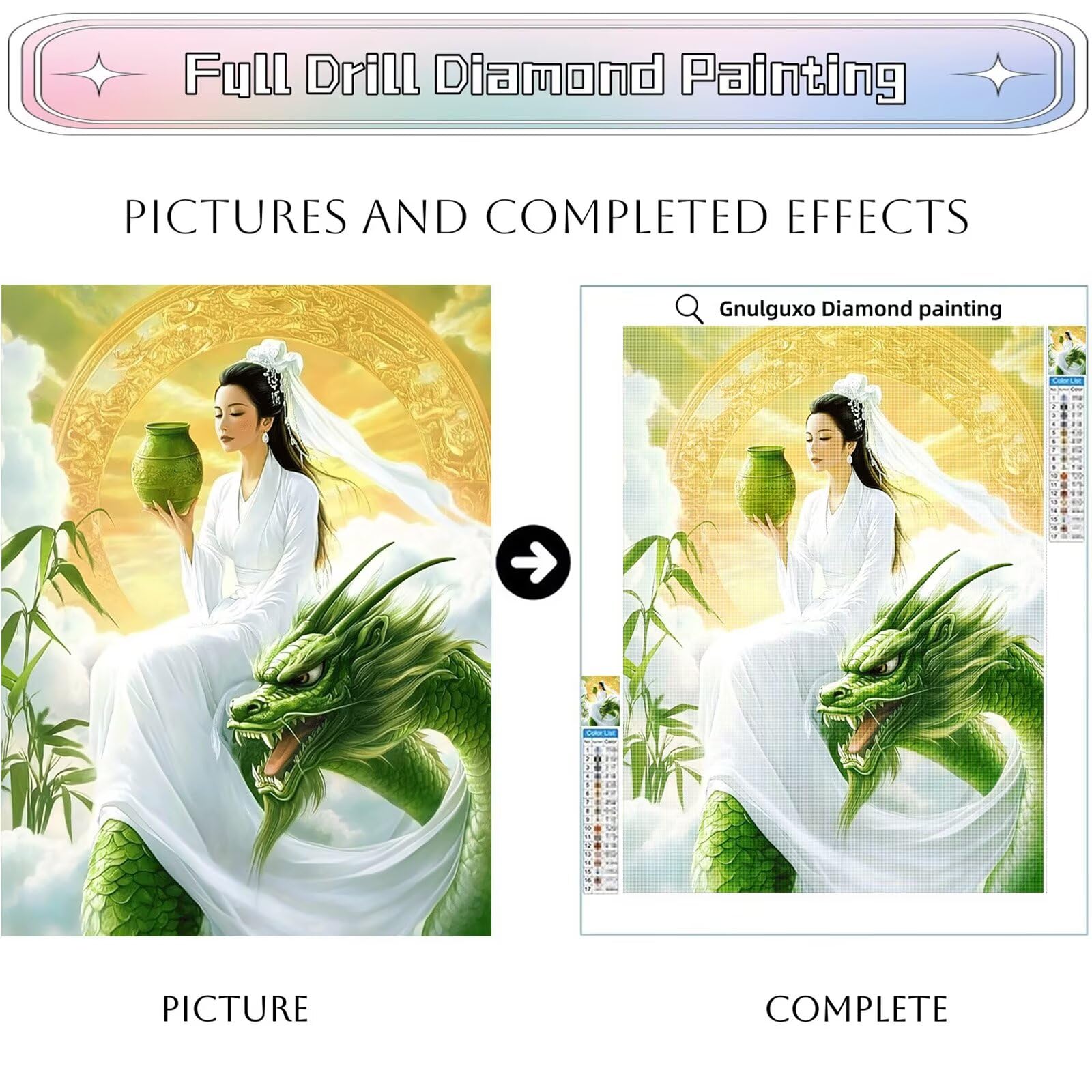 Drachen Diamond Painting Frau Diamond Painting 60x80cm Vollbohrer Diamanten Kinder Anfänger Bastelset, DIY Set Erwachsene Kreativ Set für Erwachsene für Zimmer Wand Deko, Geschenke für Frauen,Model885