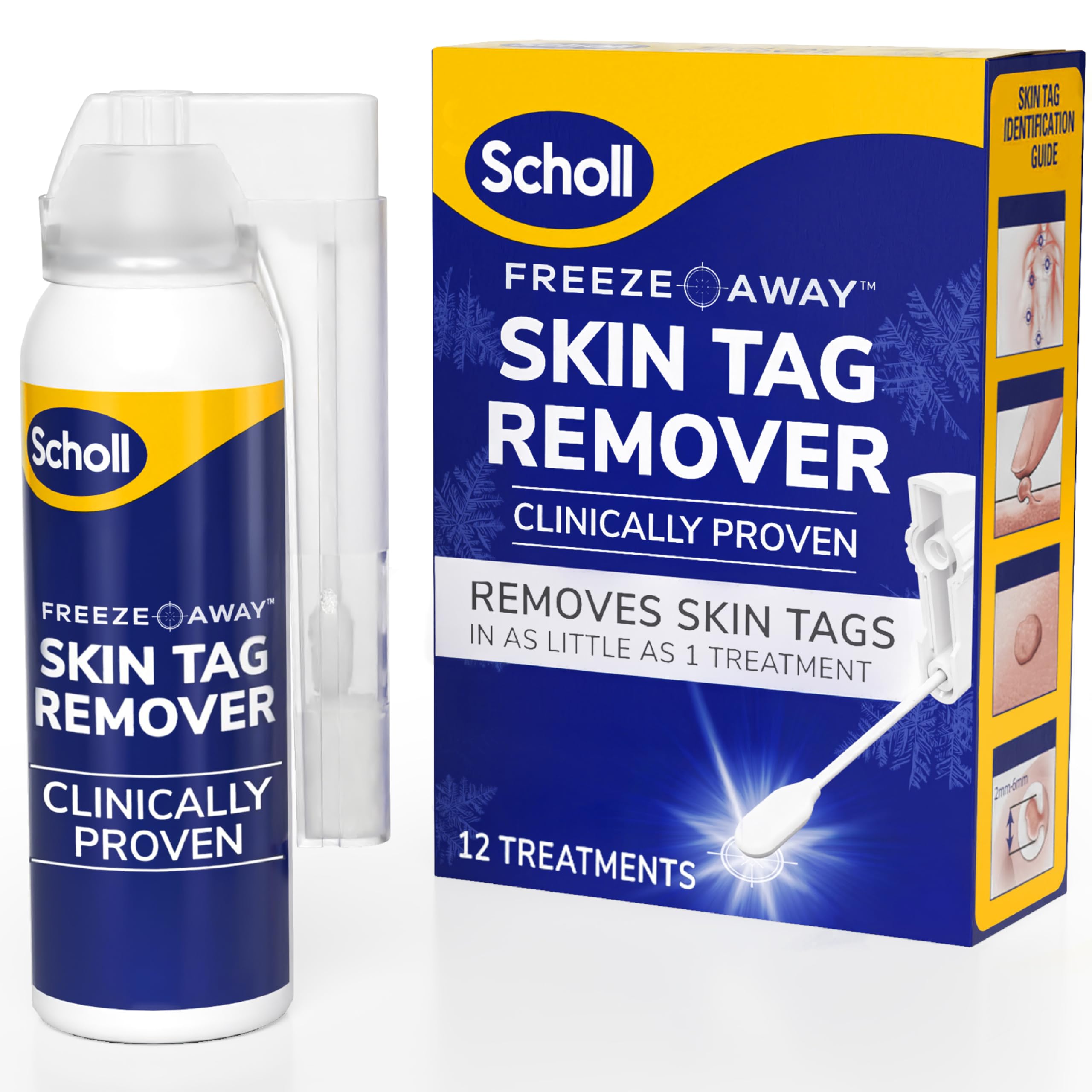 Scholl Freeze Away Skin Tag Removal Kit - Removes Skin Tags in As Little As 1 Treatment - Safe and Effective Skin Tag Remover - Clinically Proven, 12 Treatments