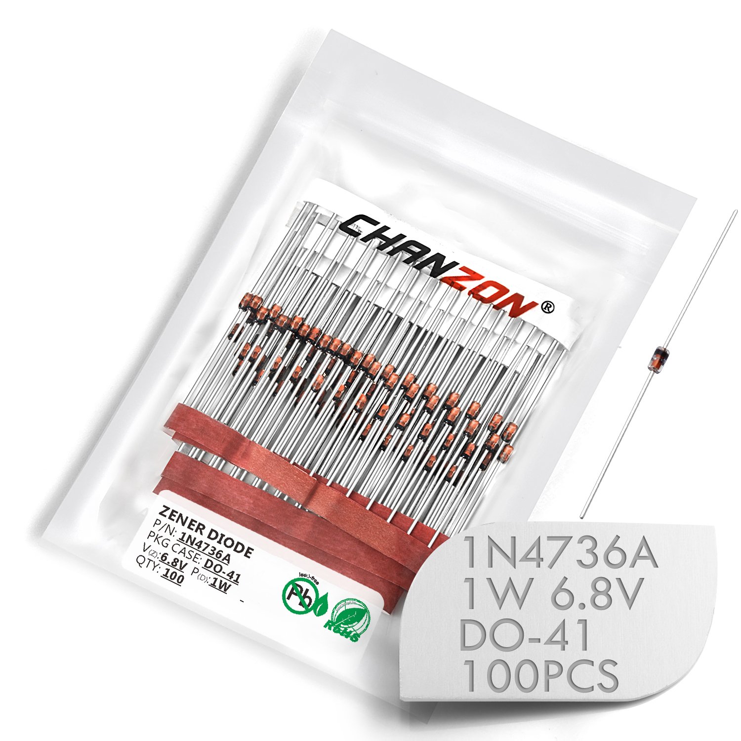 Chanzon 1N4736A Zener-Diode – 100 Stück, 1W, 6,8 Produktbild-Vorschau 4