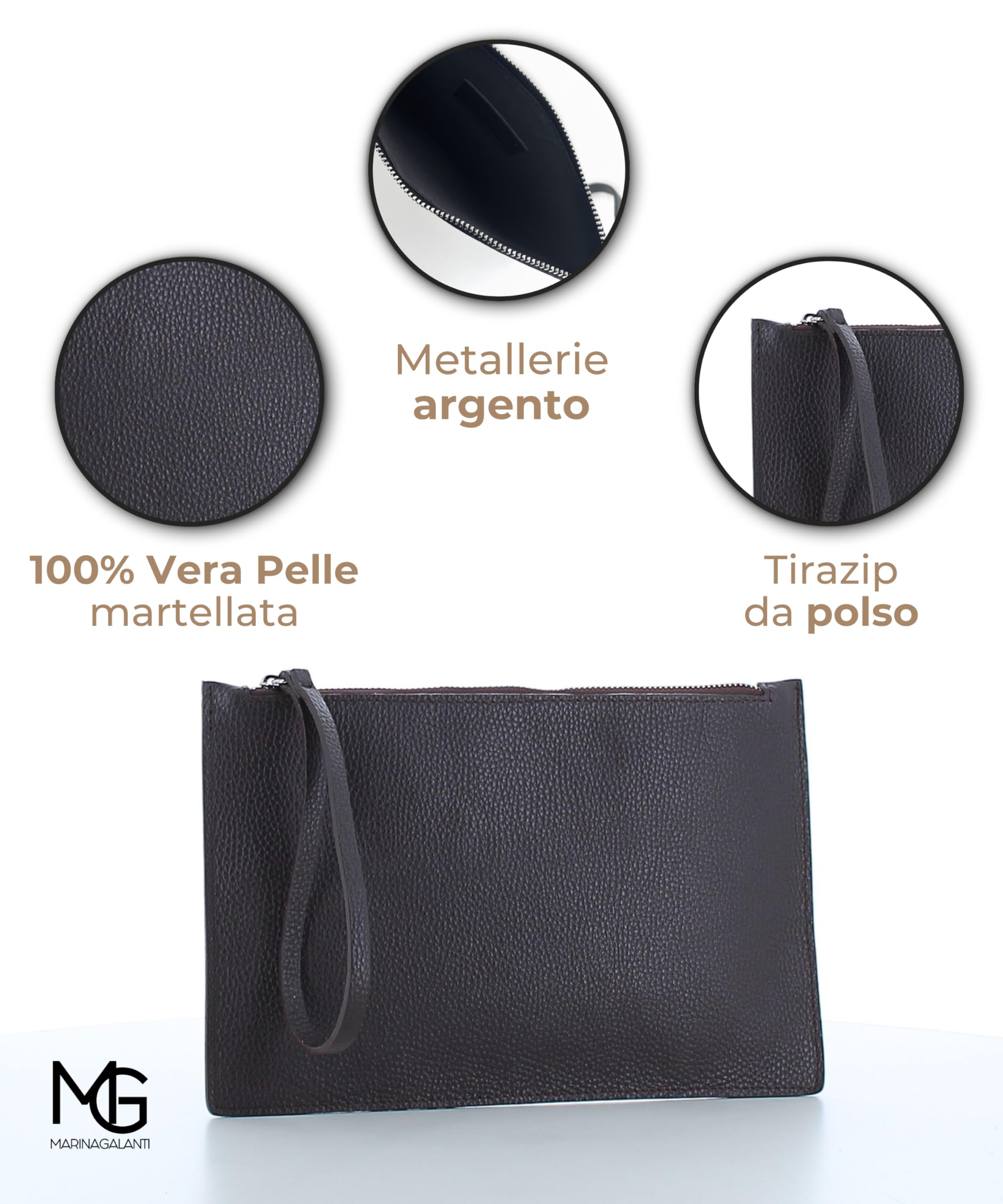 MARINA GALANTI, Pochette Uomo a Mano con Tirazip da Polso