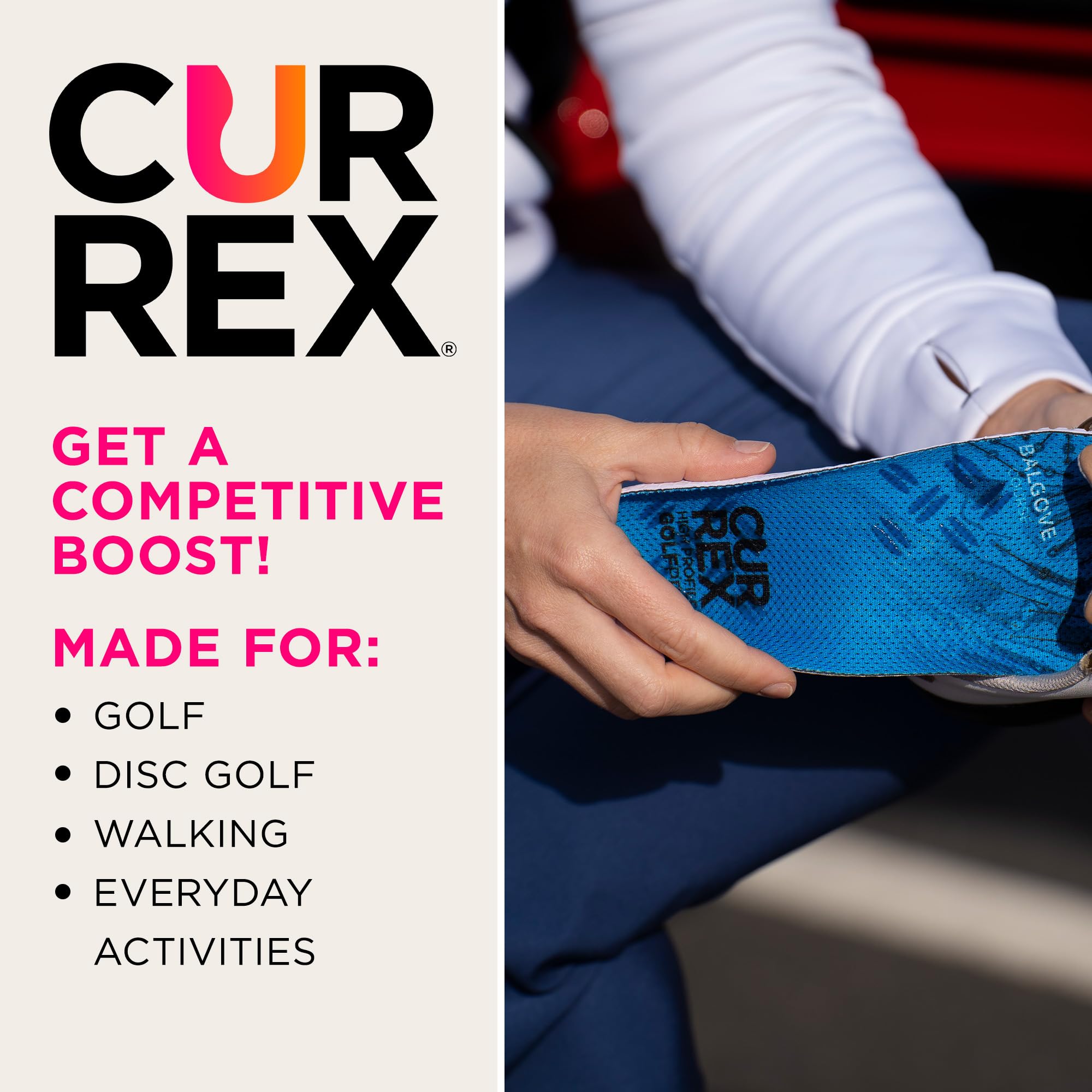 CURREX GolfPro Insoles for Golf Shoes – Arch Support Inserts to Improve  Balance, Stability, Comfort Performance, Help with Foot Heel Pain  Relief –