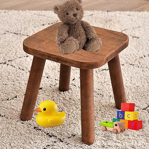 Miniatura 8 de Tefola Taburete pequeño de madera de 9.45 pulgadas, taburete pequeño de madera para niños y adultos, taburete pequeño para cocina, baño y soporte de