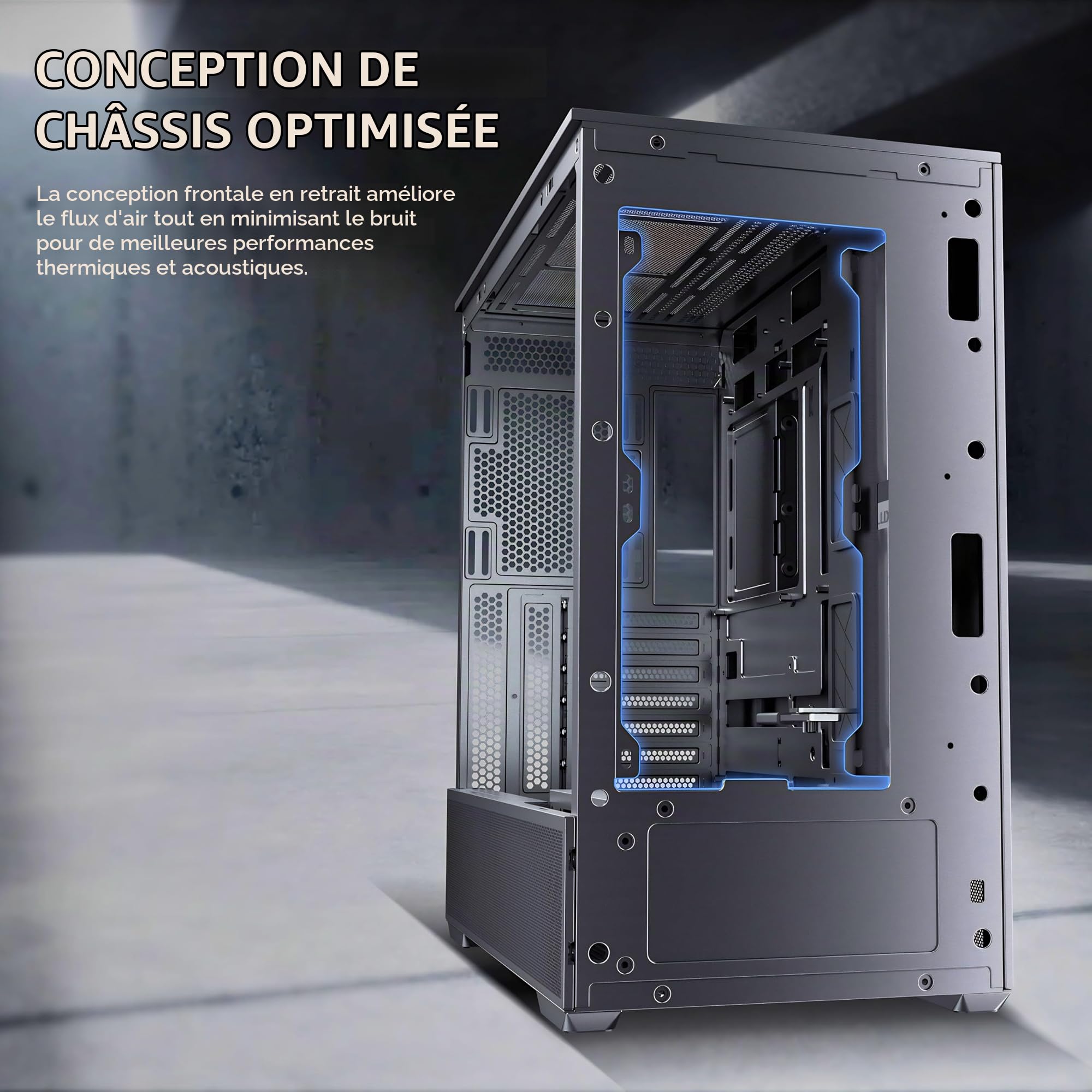 ANTEC Flux Rear ATX/Micro-ATX/ITX Boîtier Midi Tower PC, Noir