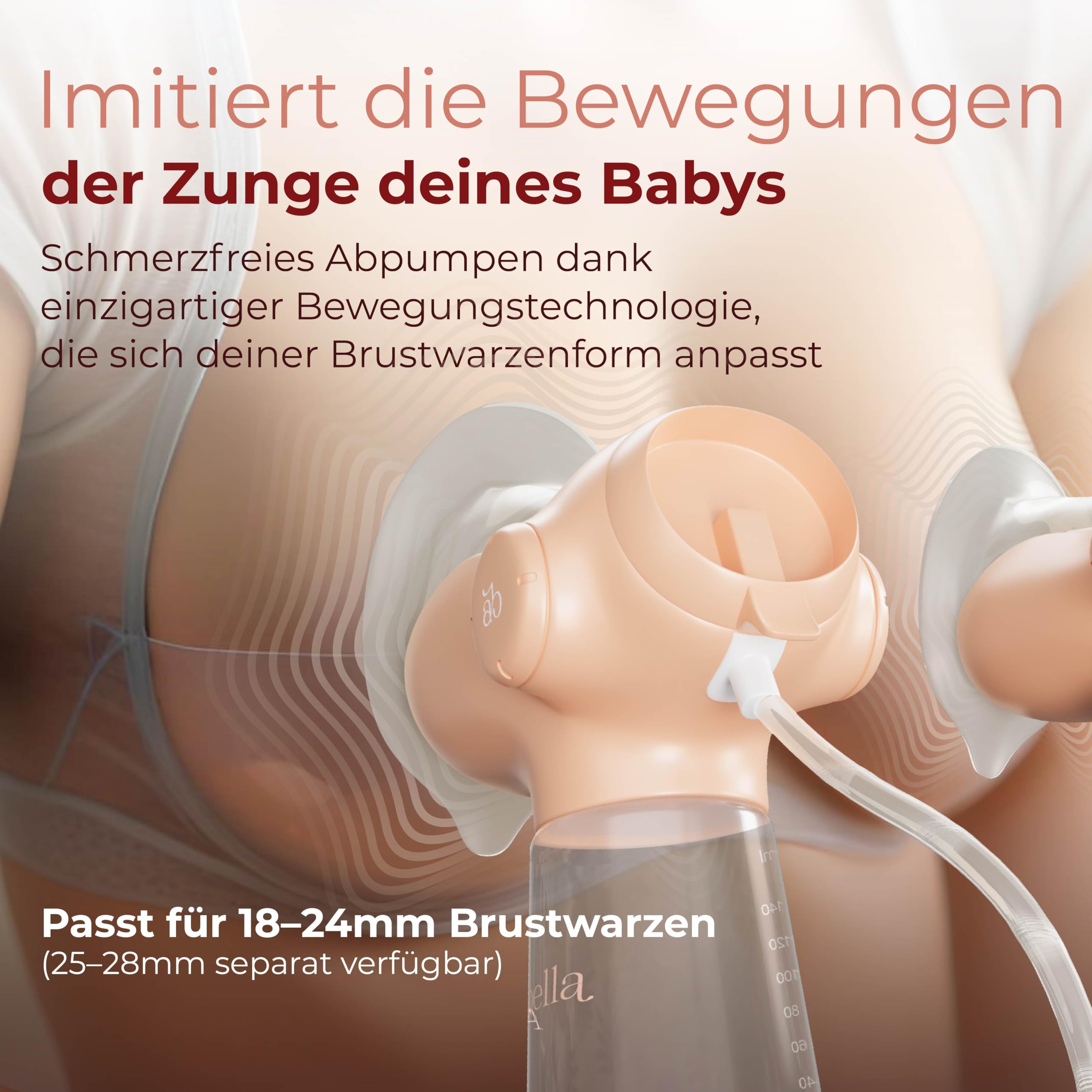 ANNABELLA Elektrische Milchpumpe, tragbar, leise & wiederaufladbar | Zungensimulation, 9 Saugstufen, Nachtlicht, BPA-frei, 140 ml Flaschen, USB-C wiederaufladbar, diskret & leise