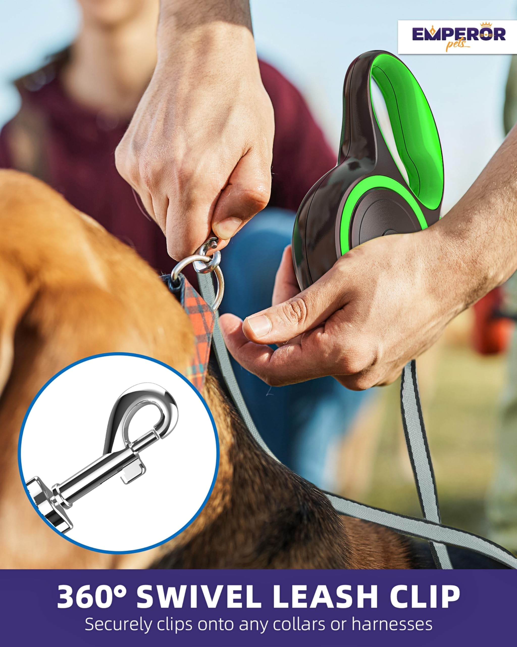 Emperor Pets - Correa retráctil de 8 m, Muy Resistente, hasta 50 kg, Perros Grandes y medianos