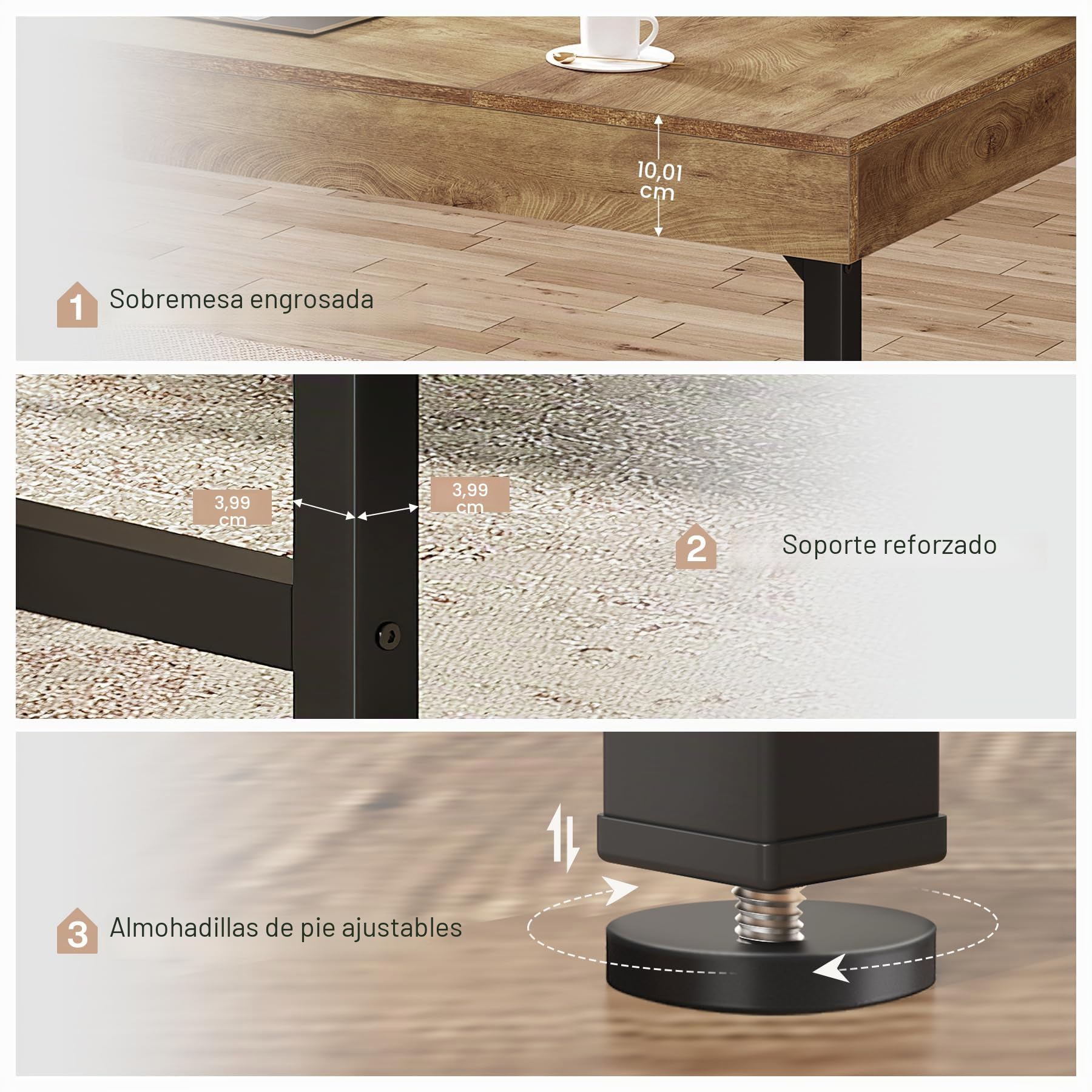 Tribesigns Escritorio de jefe industrial, mesa de ordenador para oficina en casa, mesa rústica simple para ordenador portátil con patas de metal fuertes, escritorio de trabajo, espacio de trabajo de