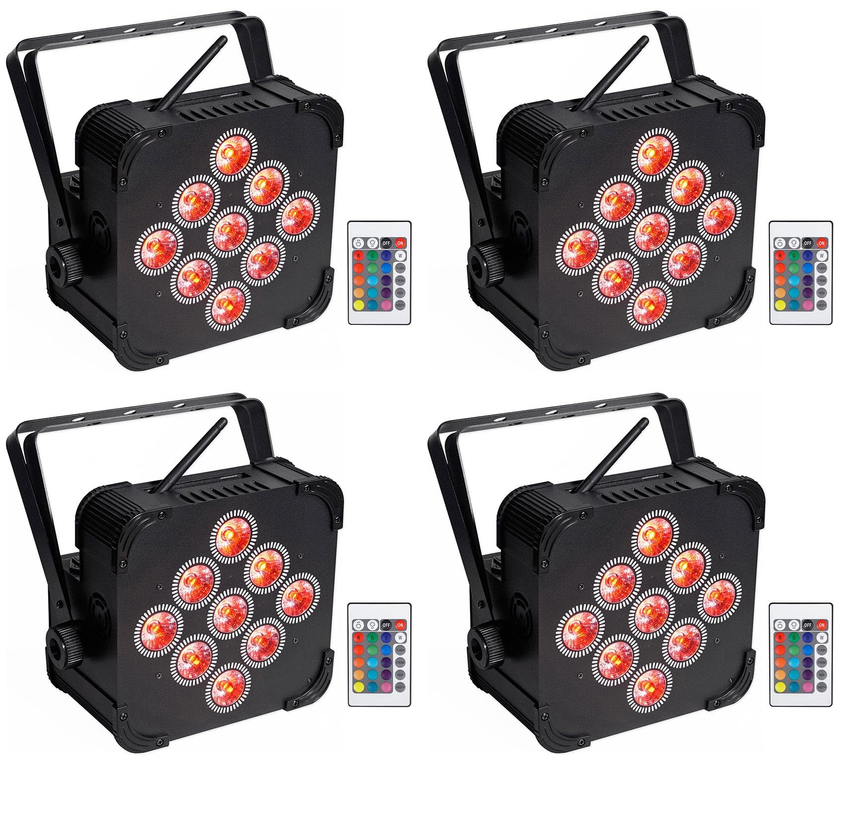 (4) Rockville Best PAR 60 Rechargable Par Can Wash Lights wWireless DMX+RGBWA+UV
