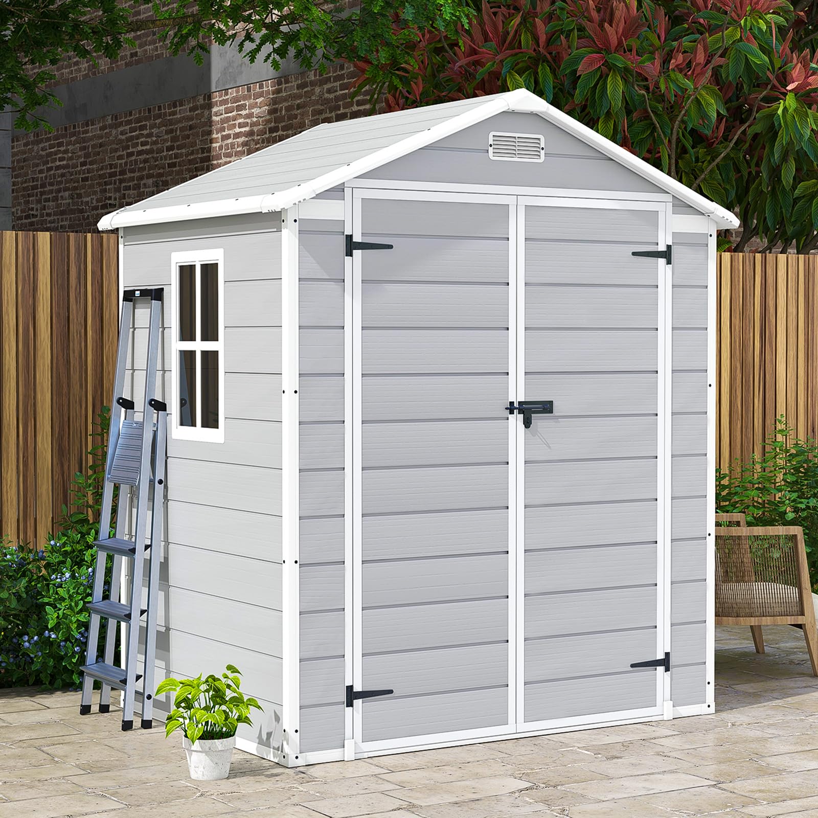 Snapklik.com : VICTONE Plastic Outdoor Storage Shed 6x4 FT To Store ...