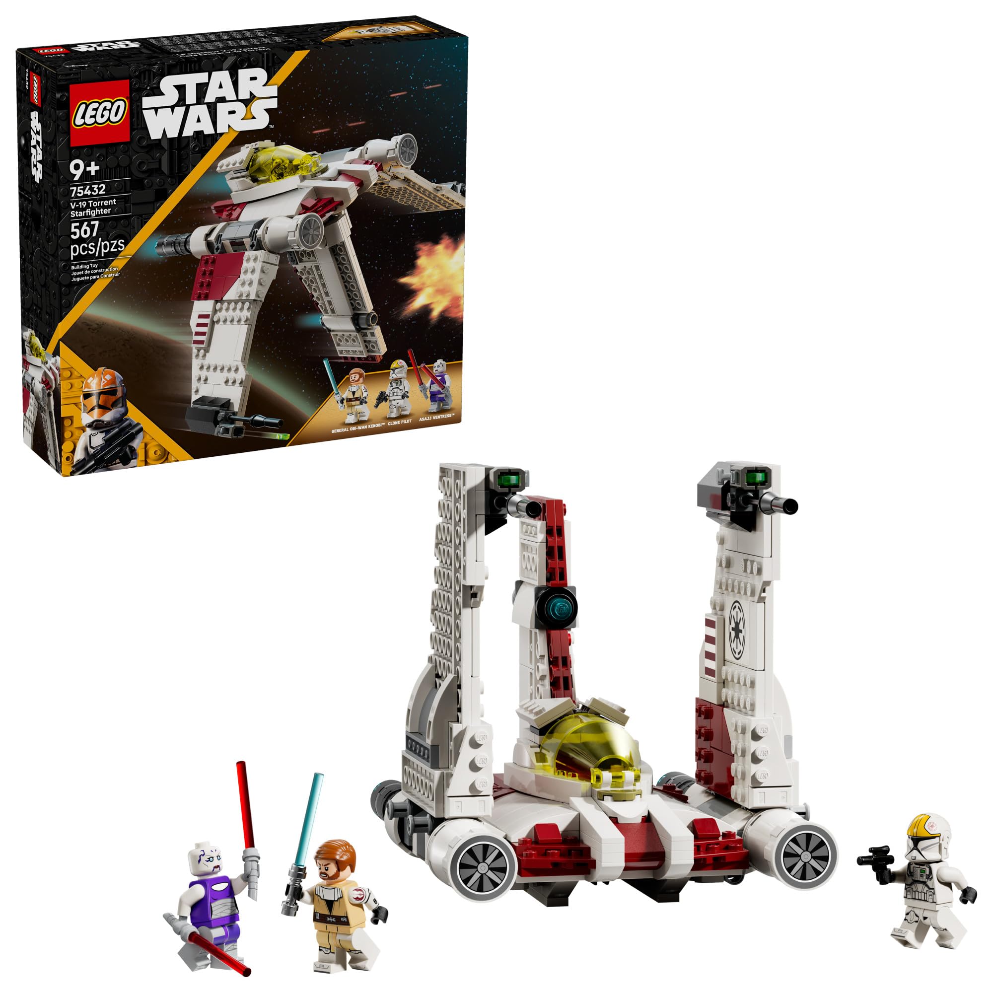 Juguete de construcción LEGO Star Wars: The Clone Wars V-19 Torrent  Starfighter, set de simulación para niños y niñas, mayores de años,  maqueta de